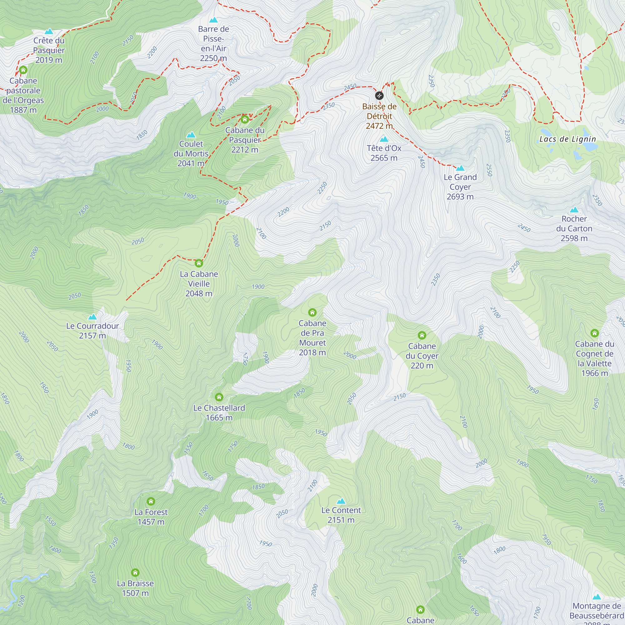 Cabane de Pra Mouret map