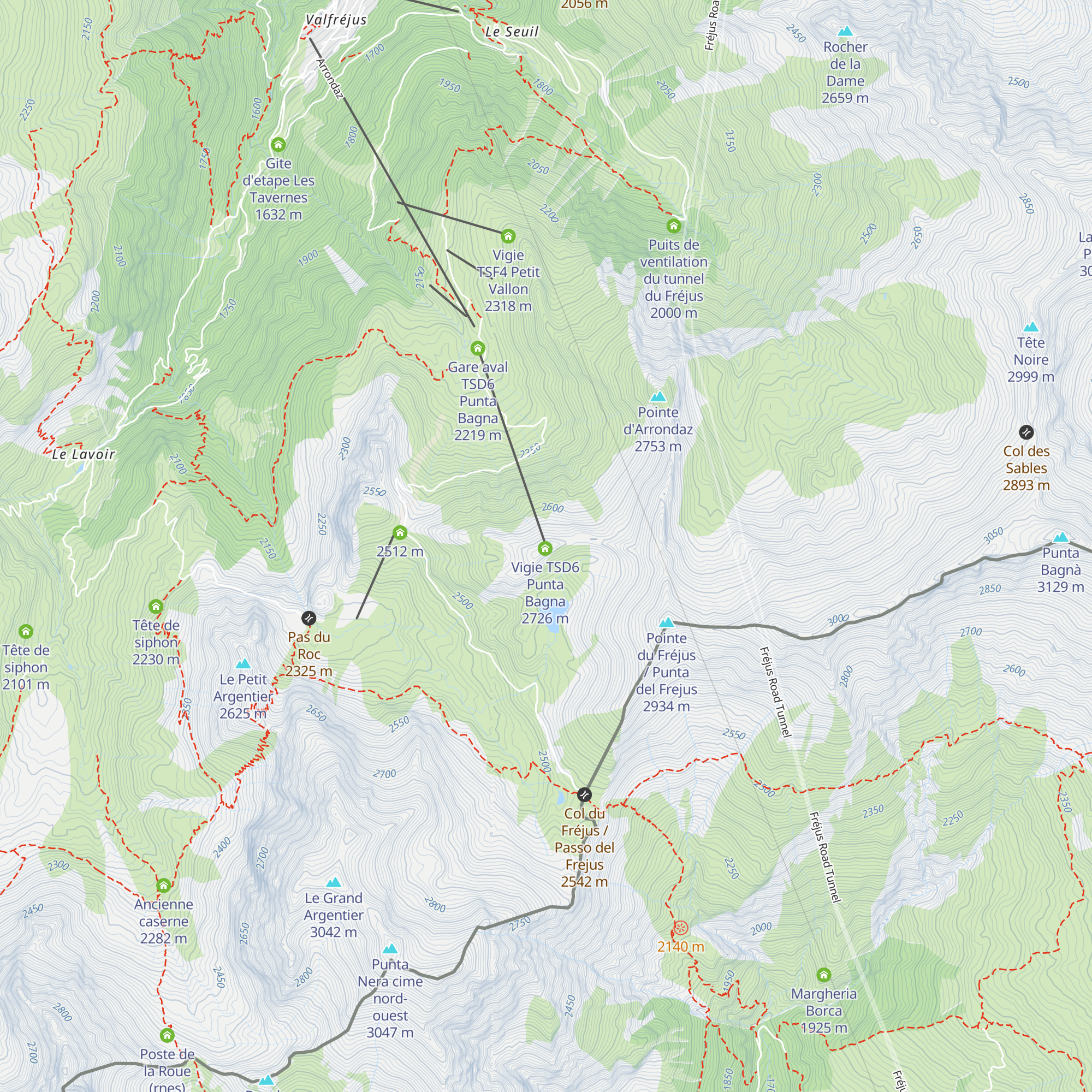 Gare aval TSD6 Punta Bagna map