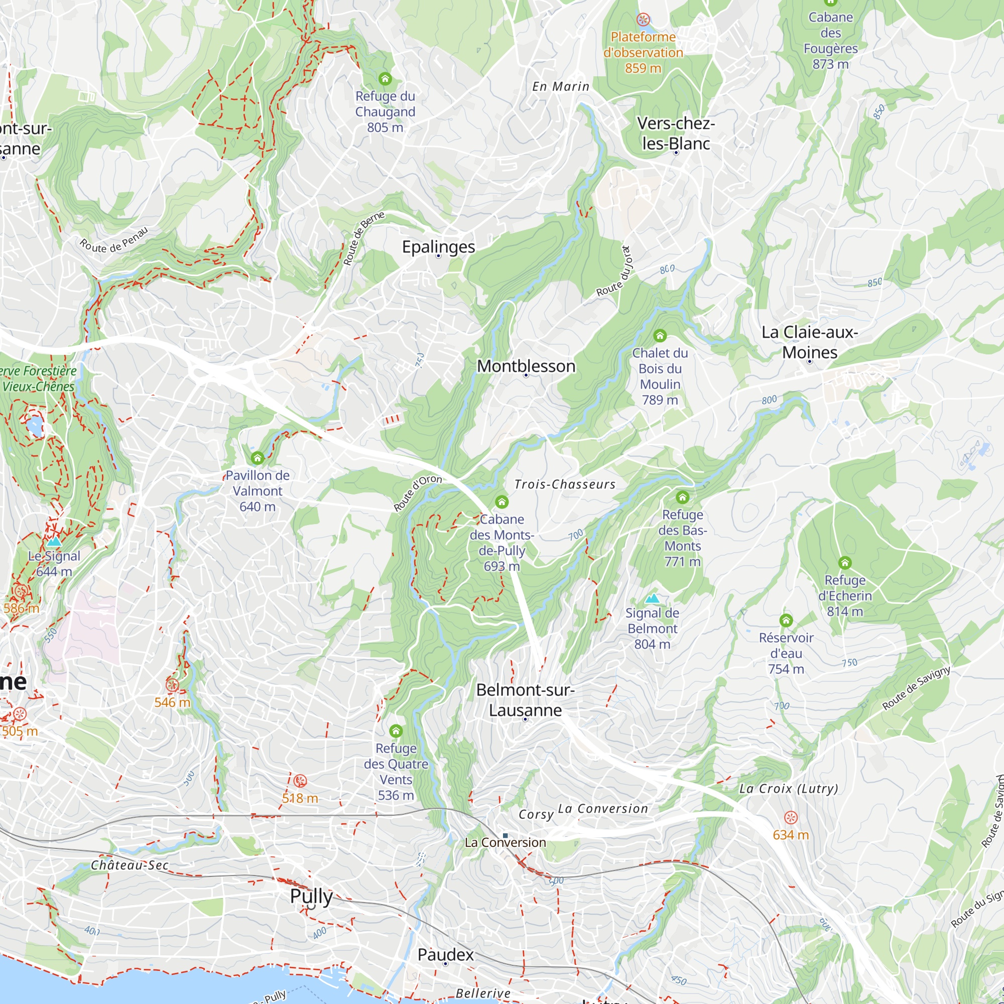 Cabane des Monts-de-Pully map