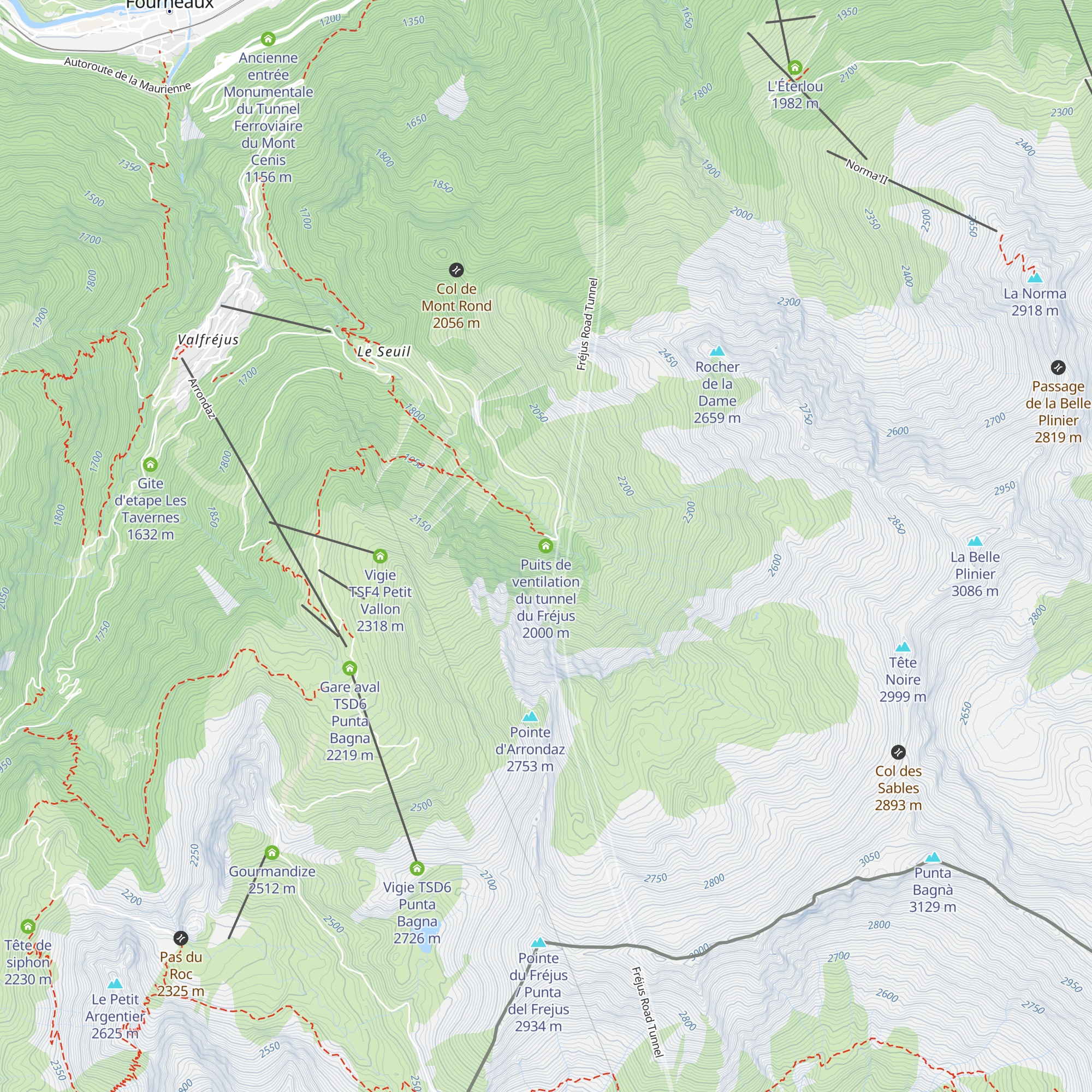 Puits de ventilation du tunnel du Fréjus map