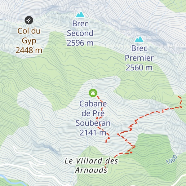Map of Cabane de Pré Souberan