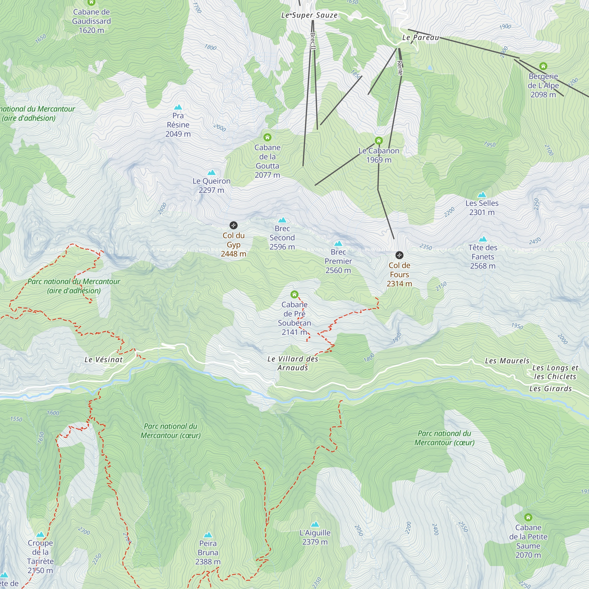 Cabane de Pré Souberan map