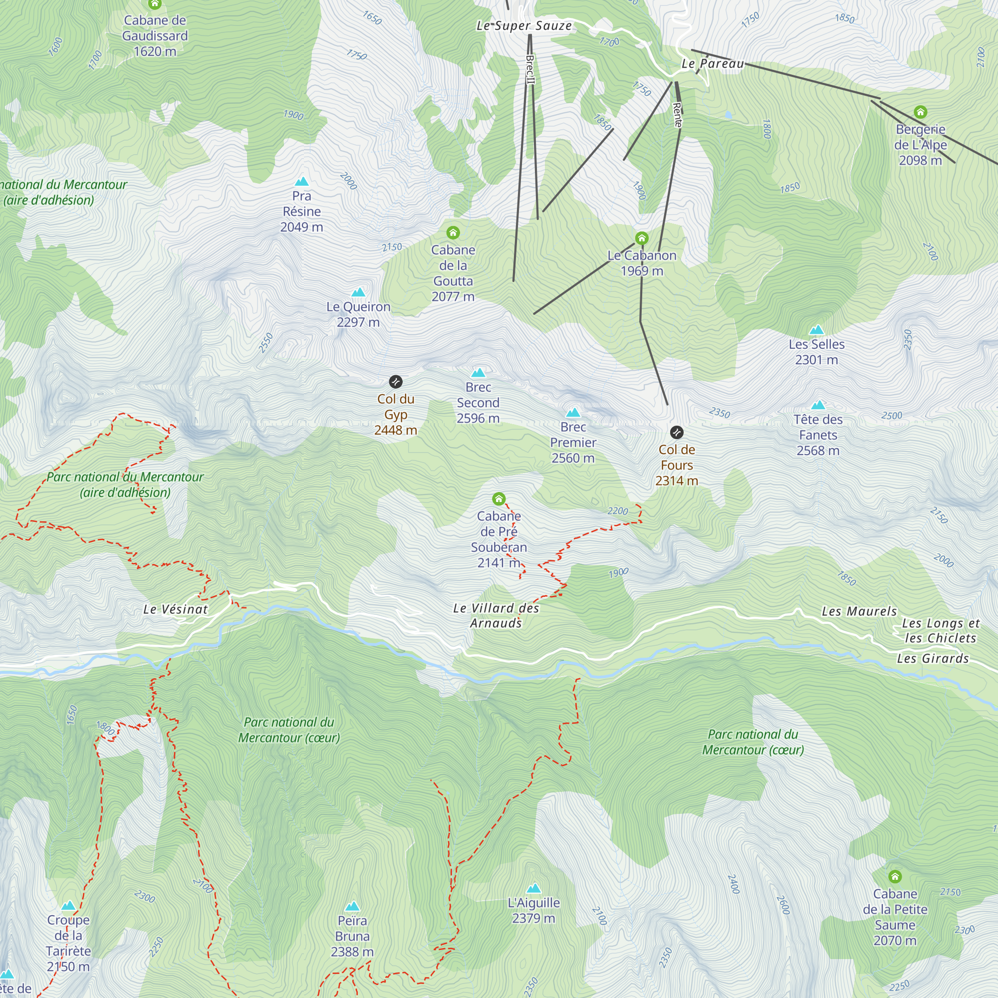 Cabane de Pré Souberan map