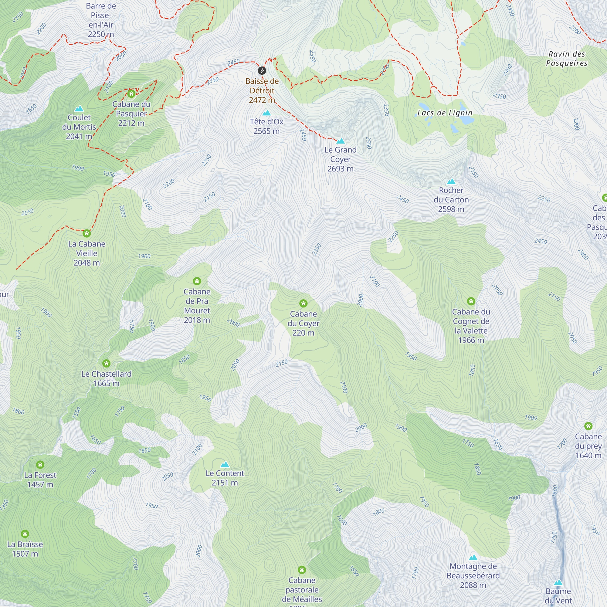 Cabane du Coyer map