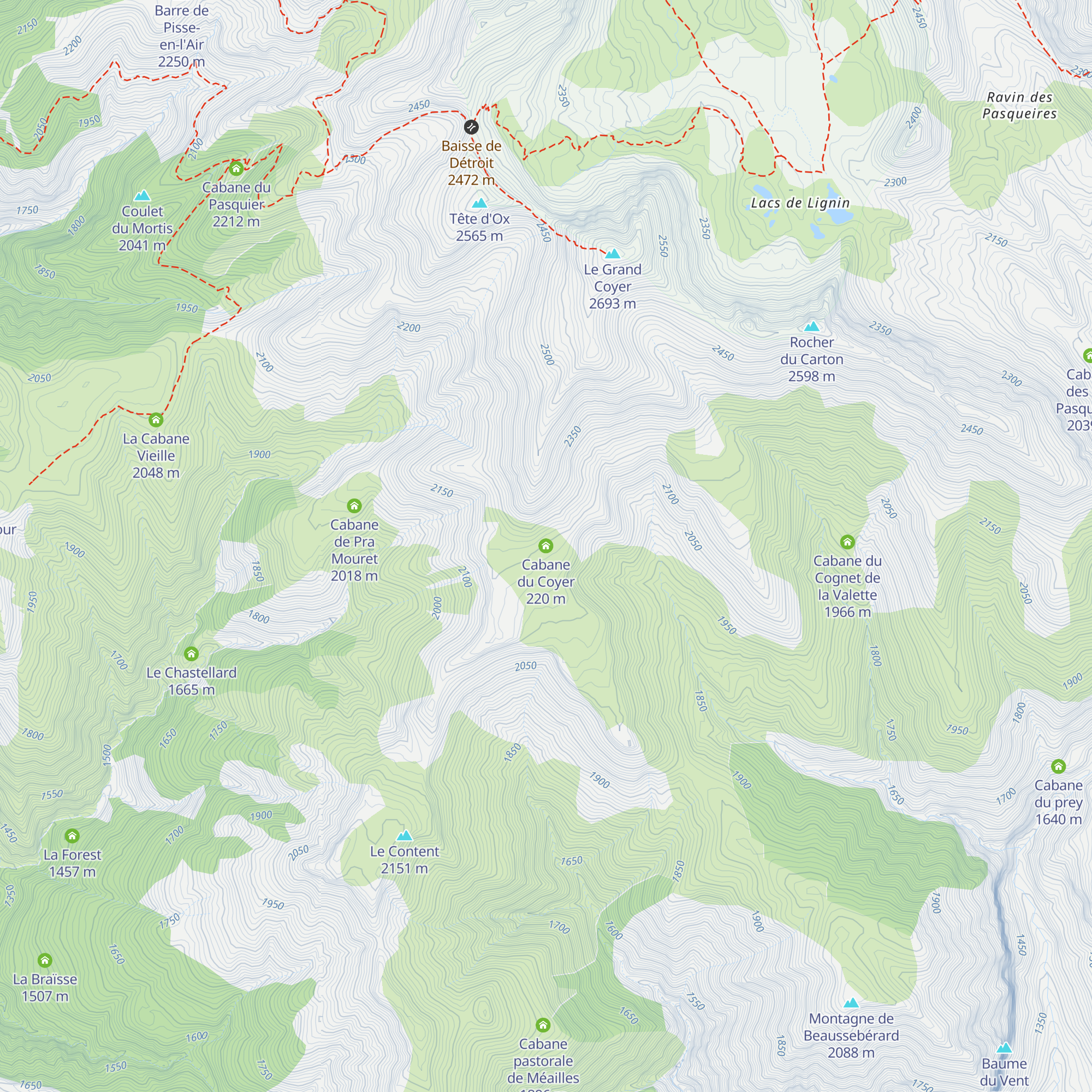 Cabane du Coyer map