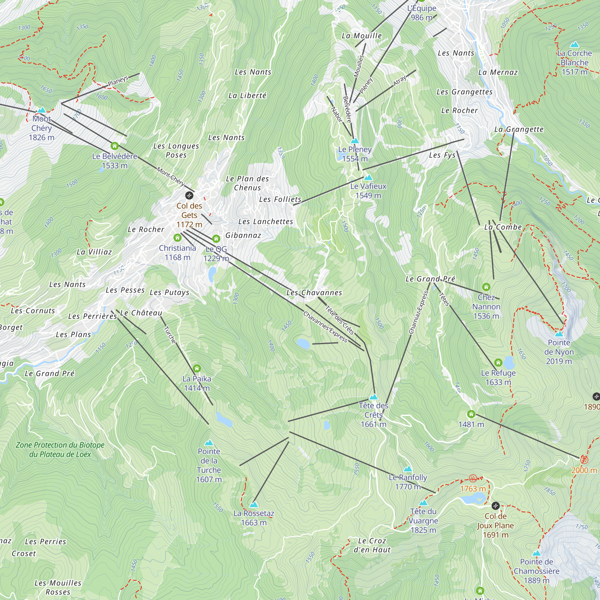 Telebar du Mont Blanc map