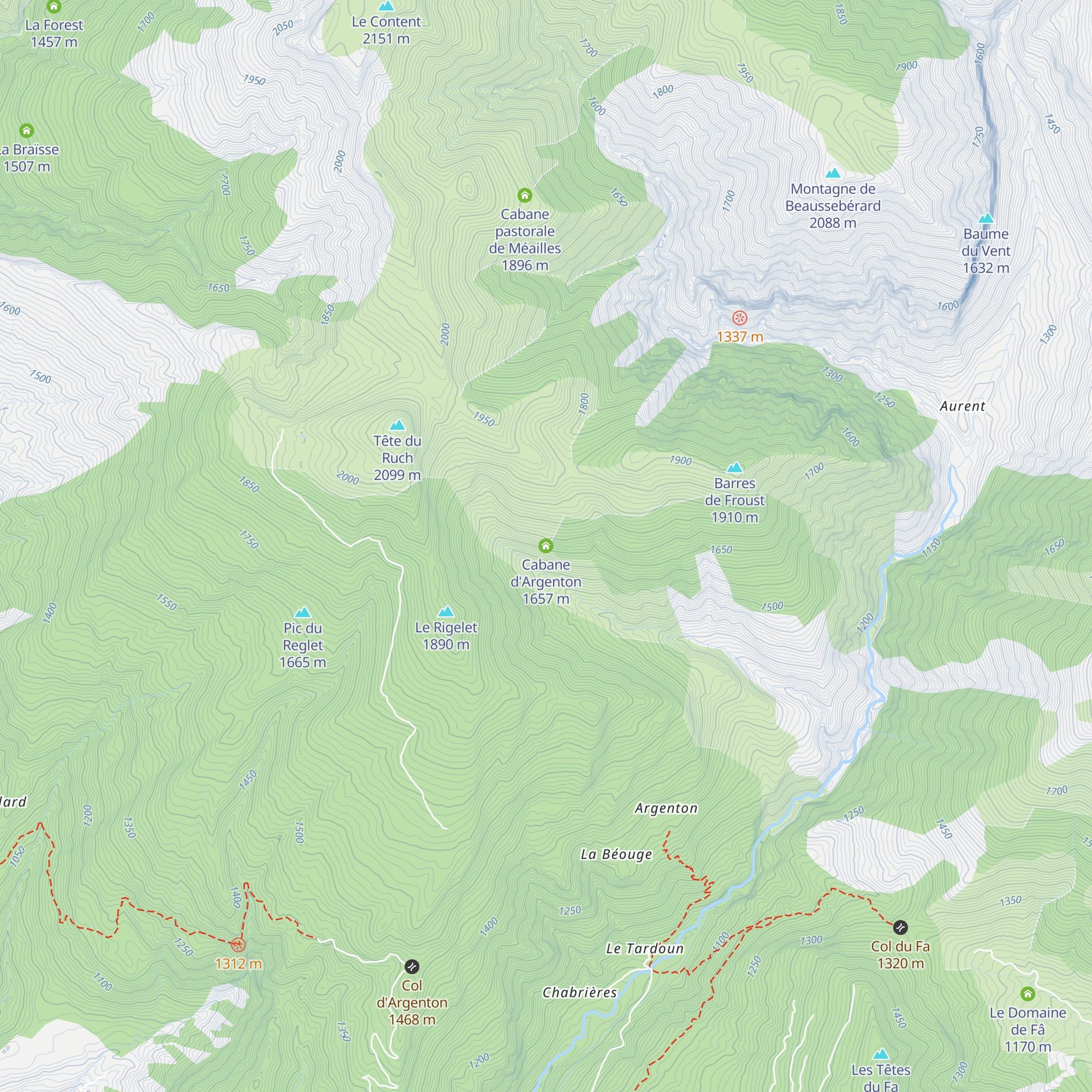 Cabane d'Argenton map