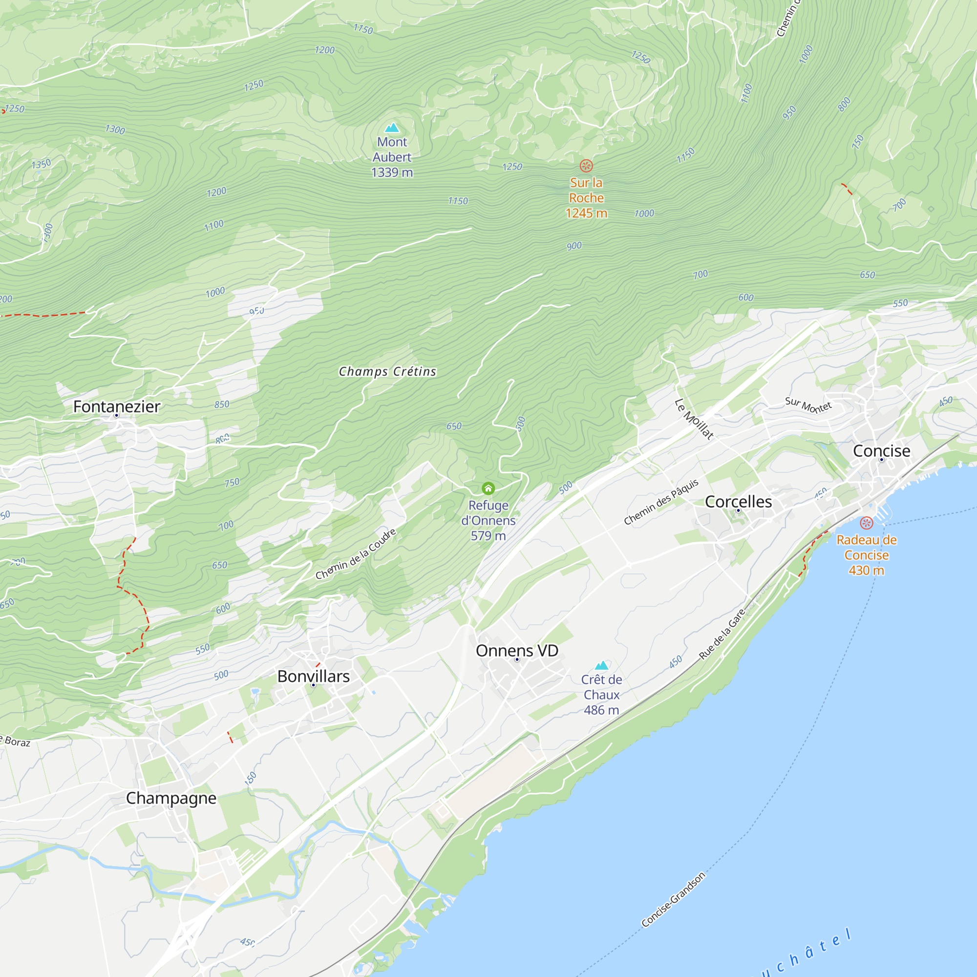 Refuge d'Onnens map