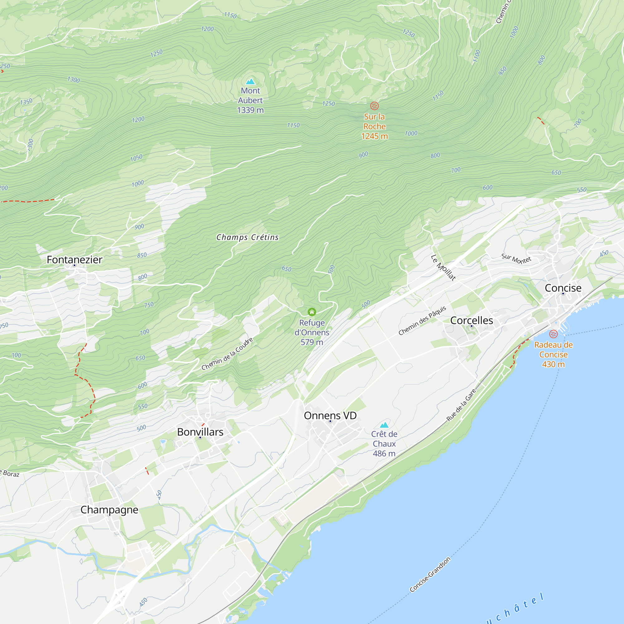 Refuge d'Onnens map