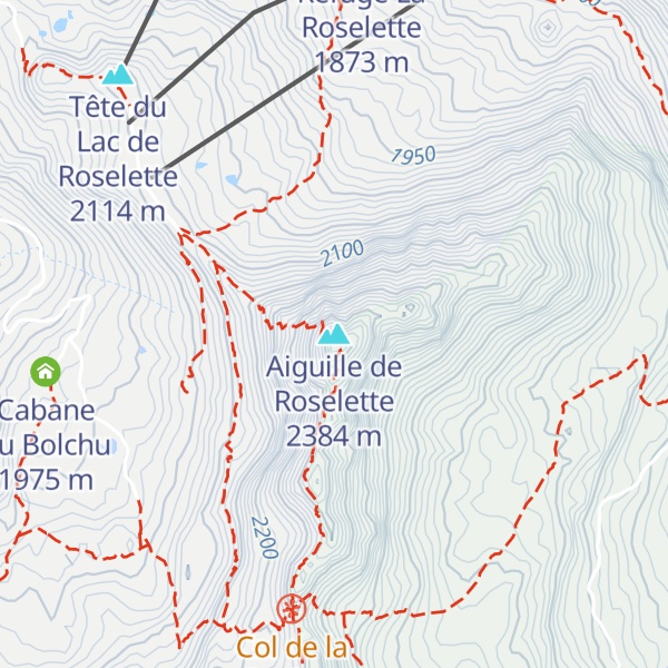 Map of Aiguille de Roselette