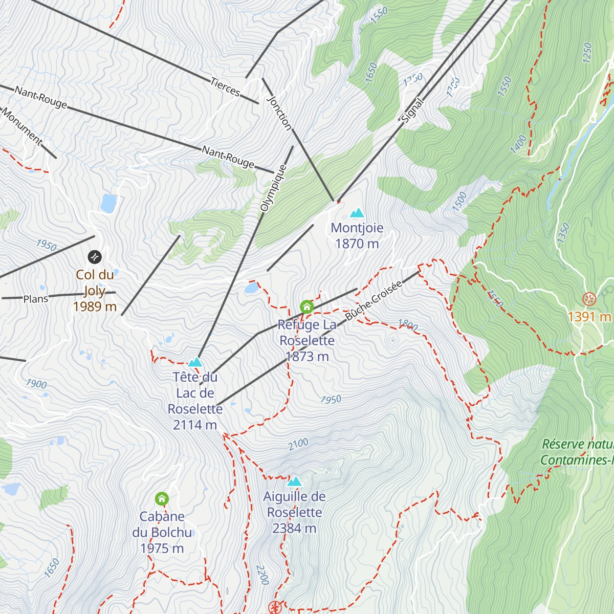 Refuge La Roselette map