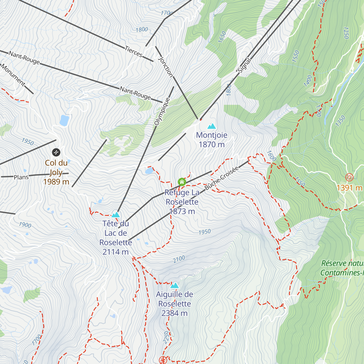 Refuge La Roselette map