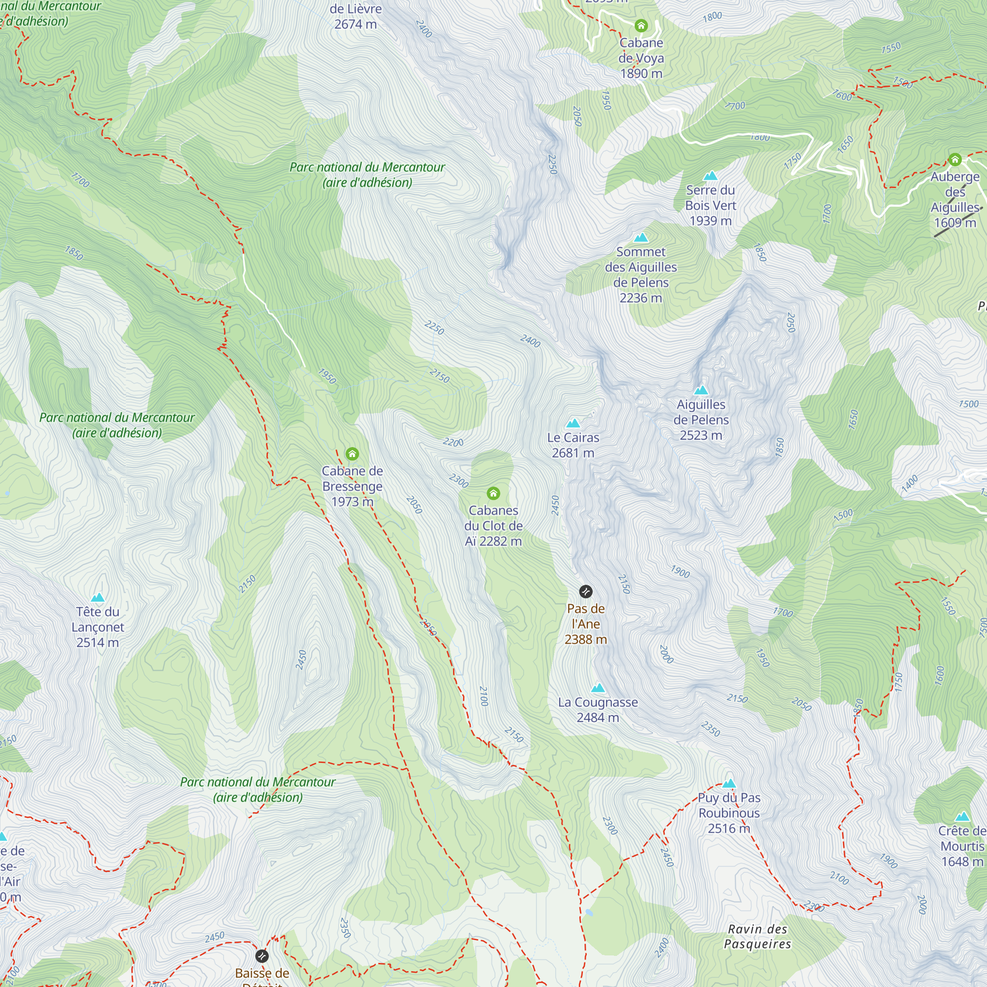 Cabanes du Clot de Aï map