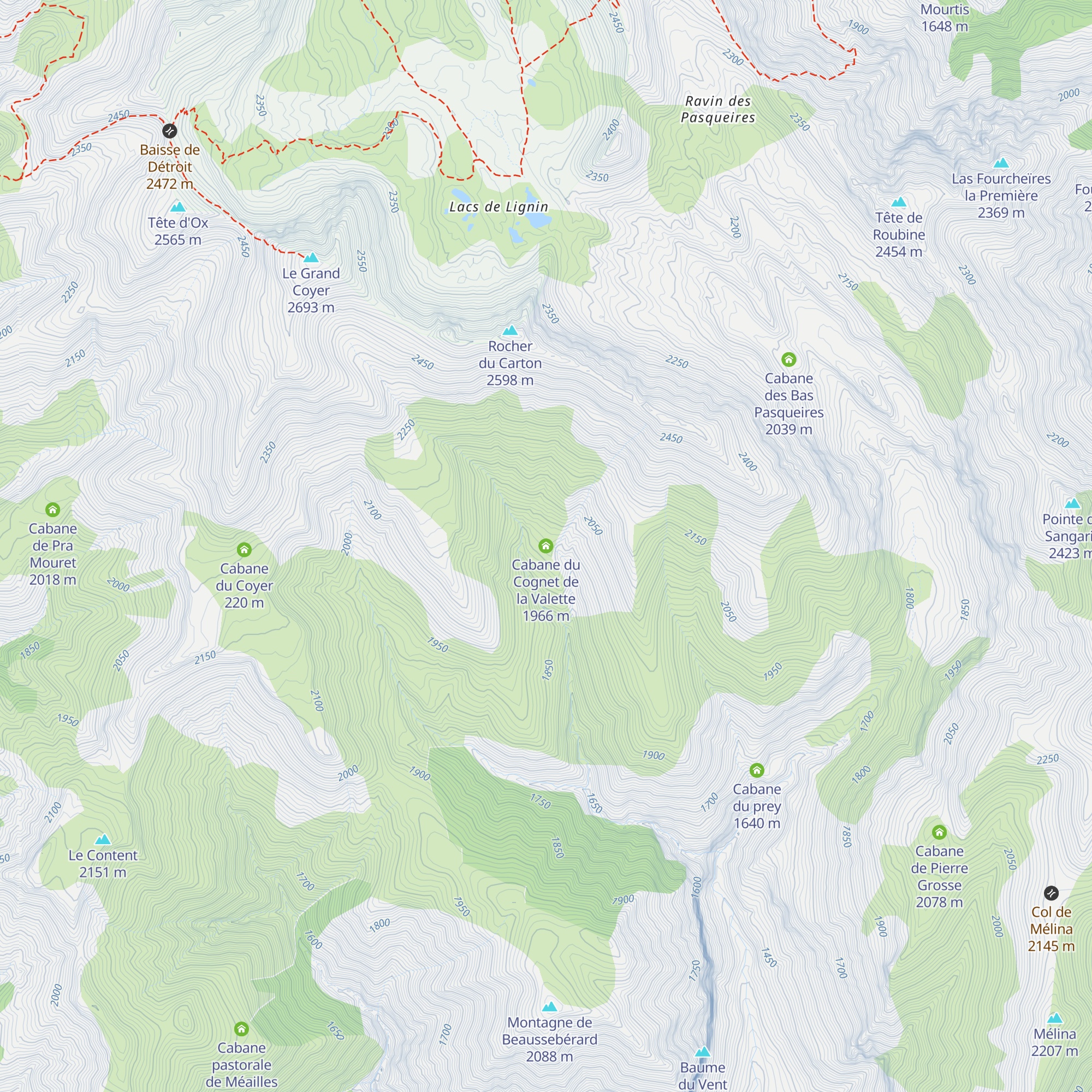 Cabane du Cognet de la Valette map