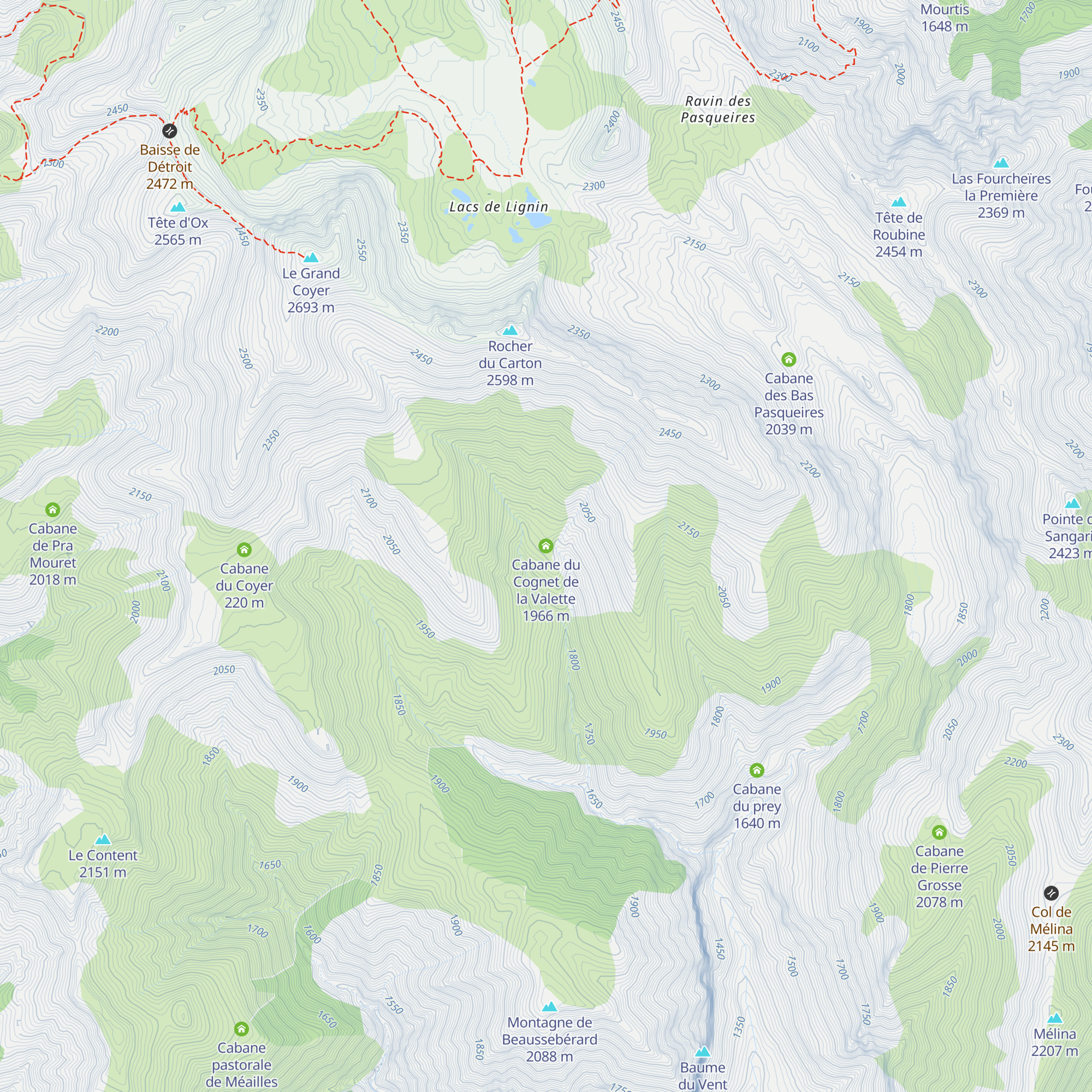 Cabane du Cognet de la Valette map