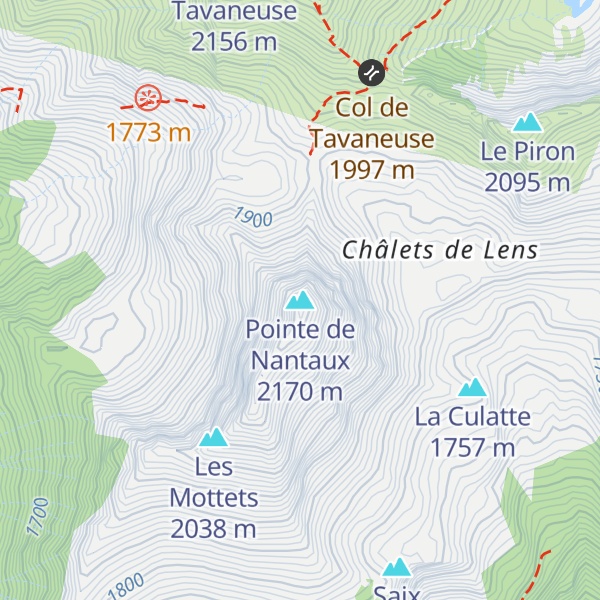 Map of Pointe de Nantaux