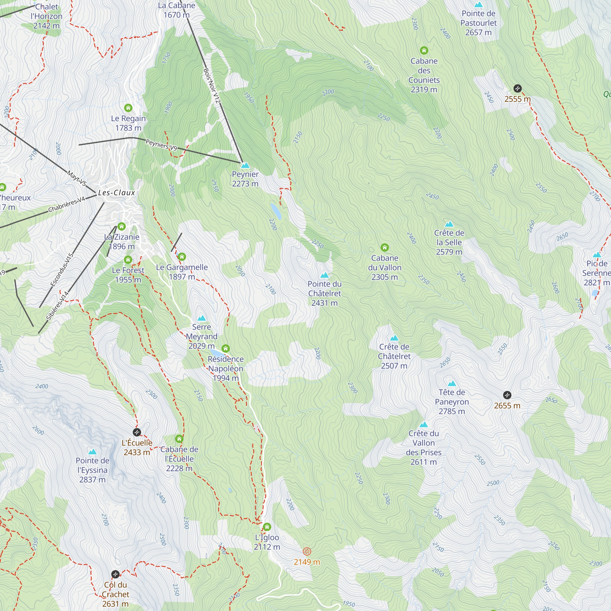 Cabane des Prises map
