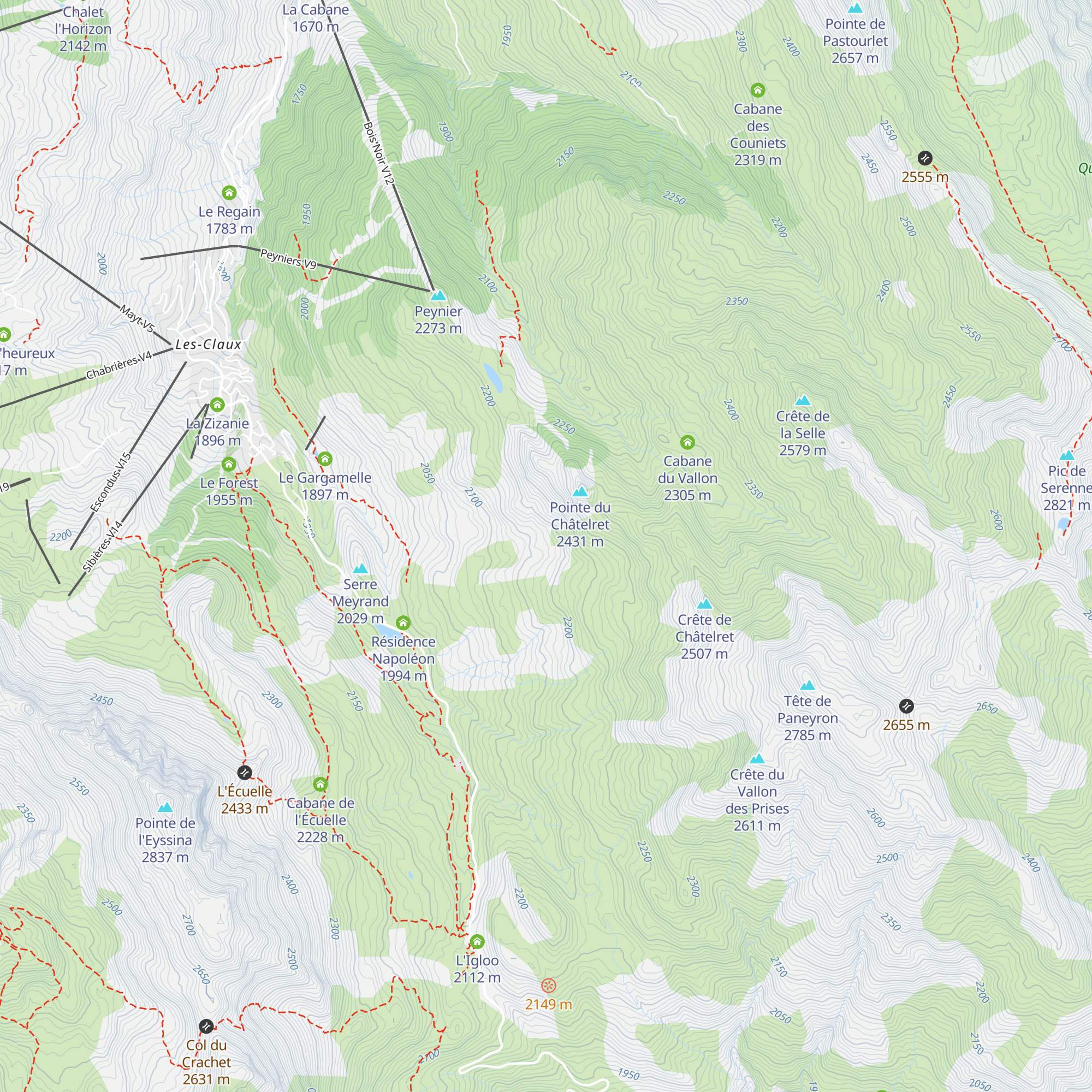 Cabane des Prises map