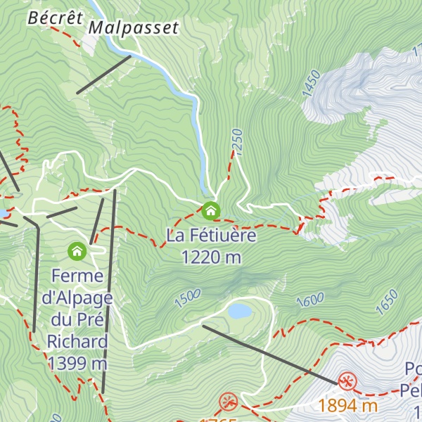 Map of La Fétiuère