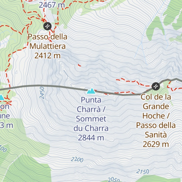 Map of Punta Charrà / Sommet du Charra