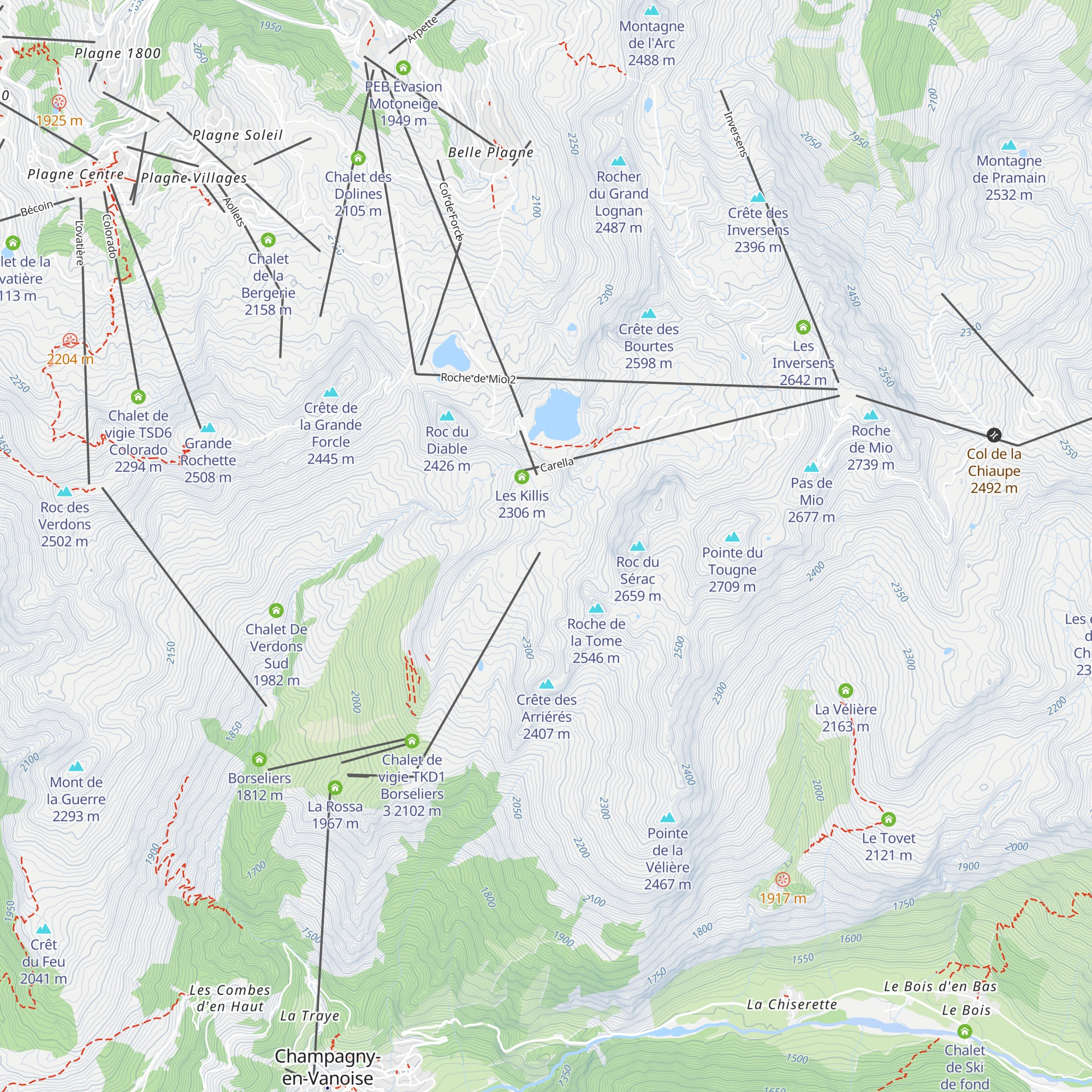 Cabane des pisteurs map