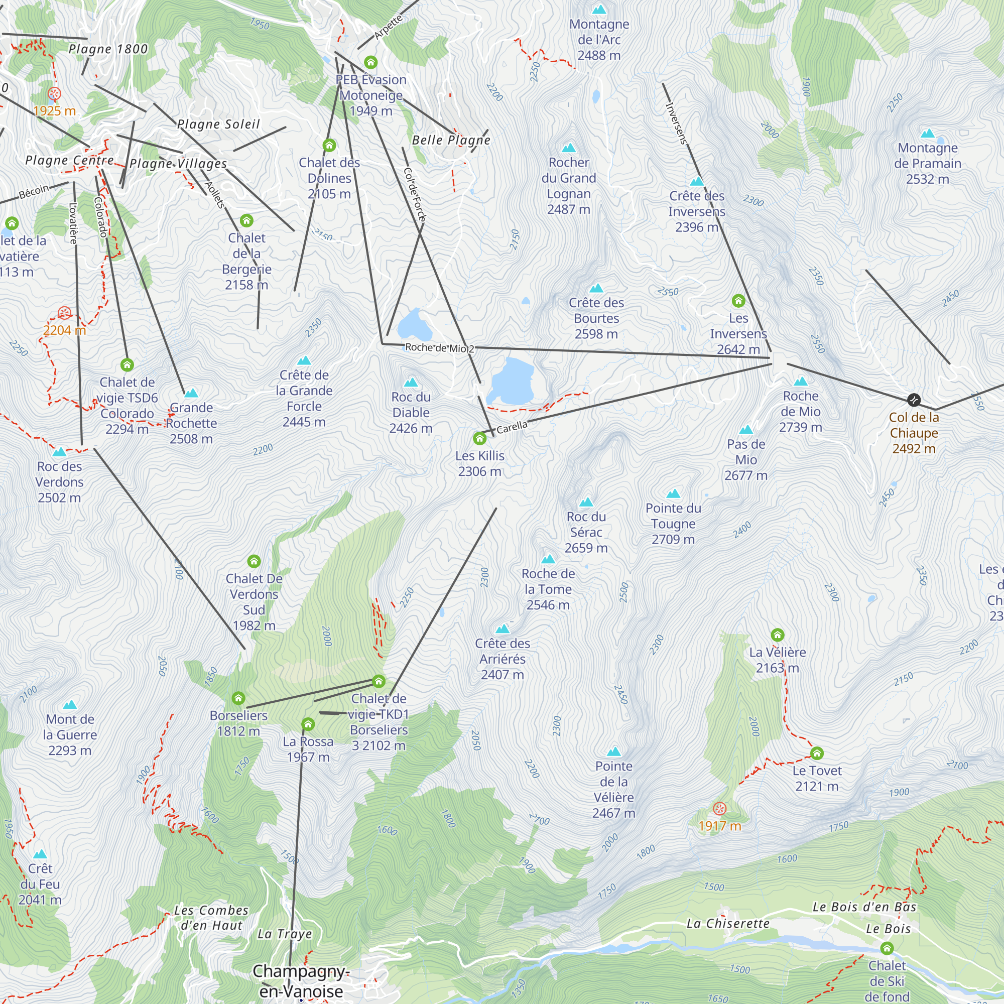 Cabane des pisteurs map