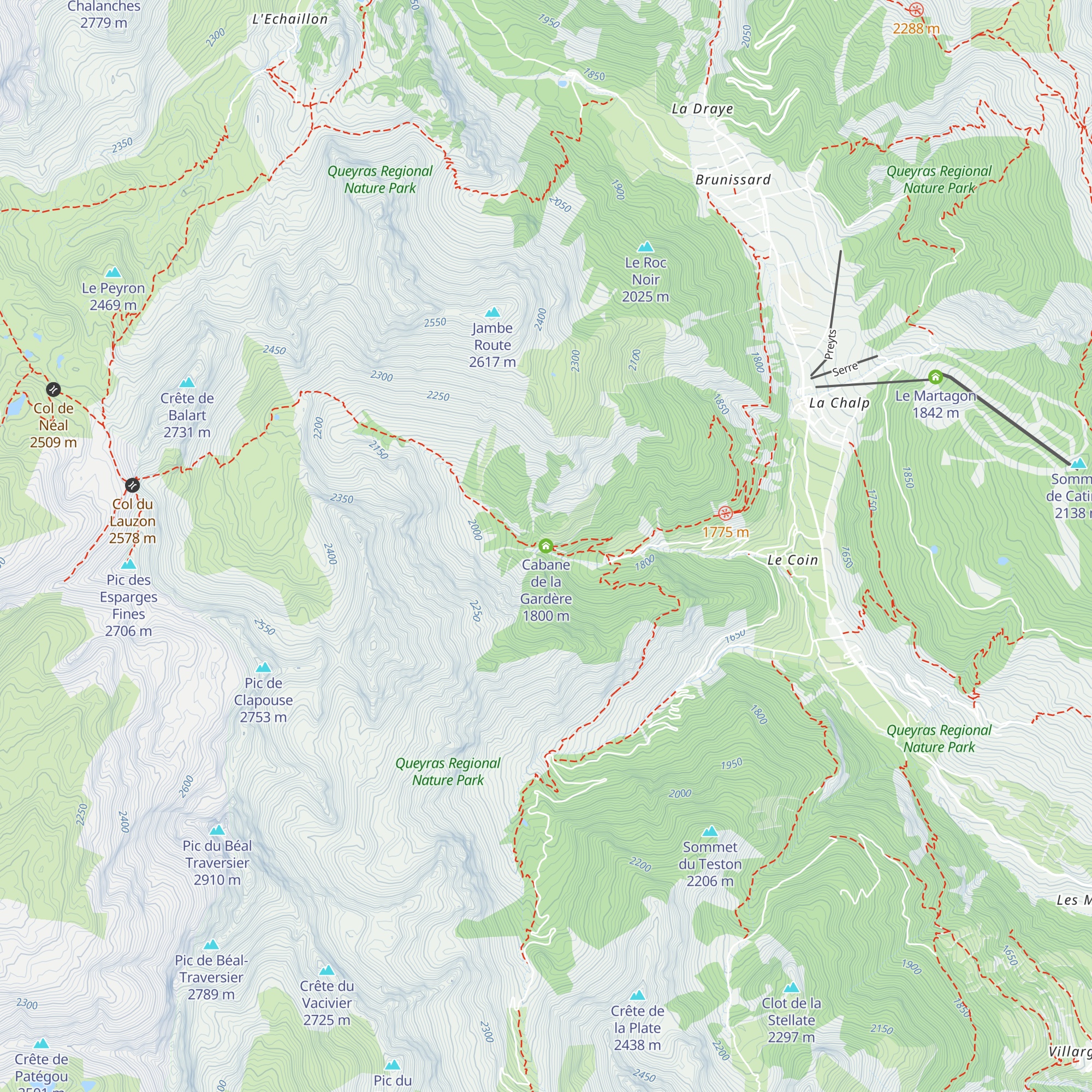 Cabane de la Gardère map