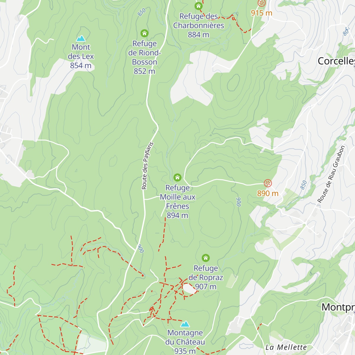 Refuge Moille aux Frênes map