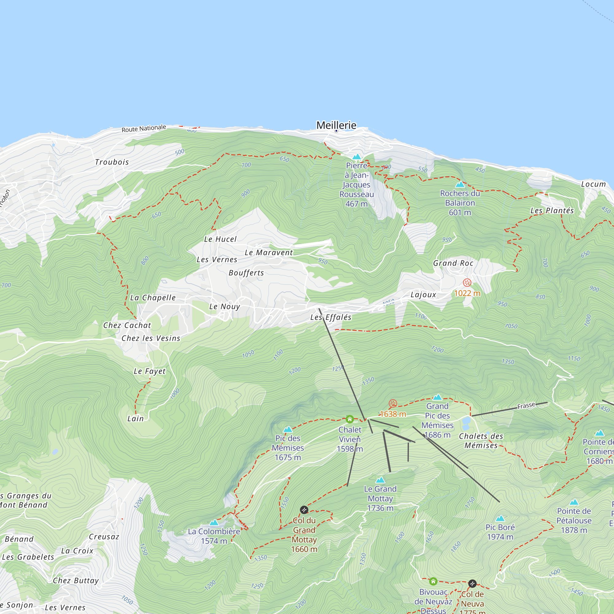 Thollon Tourisme map