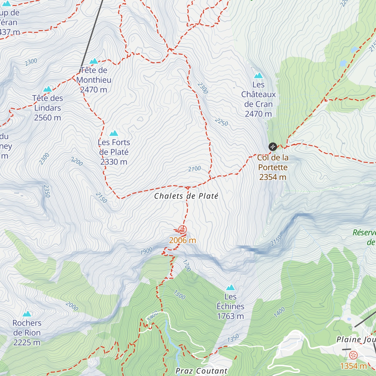 Refuge de Platé map