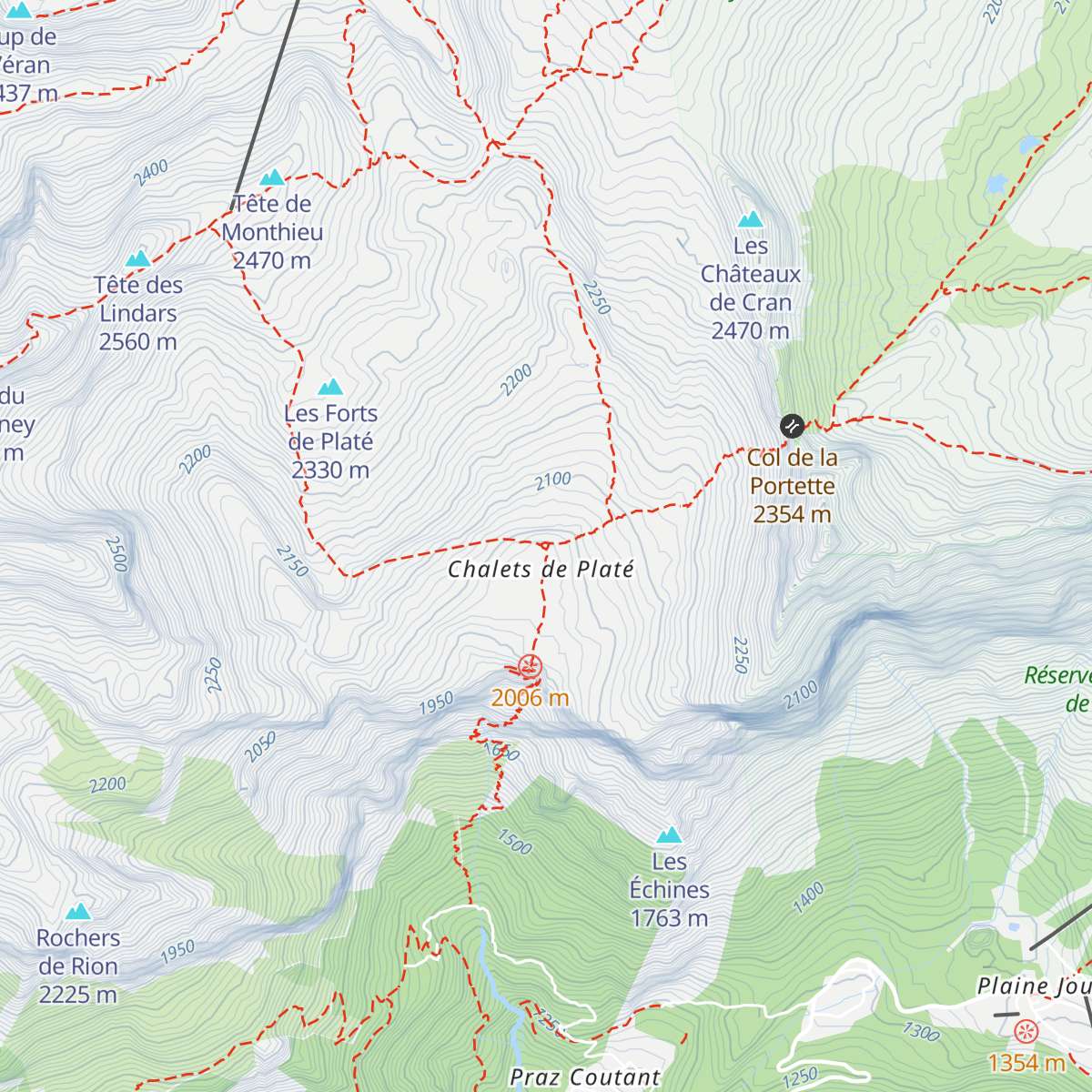 Refuge de Platé map