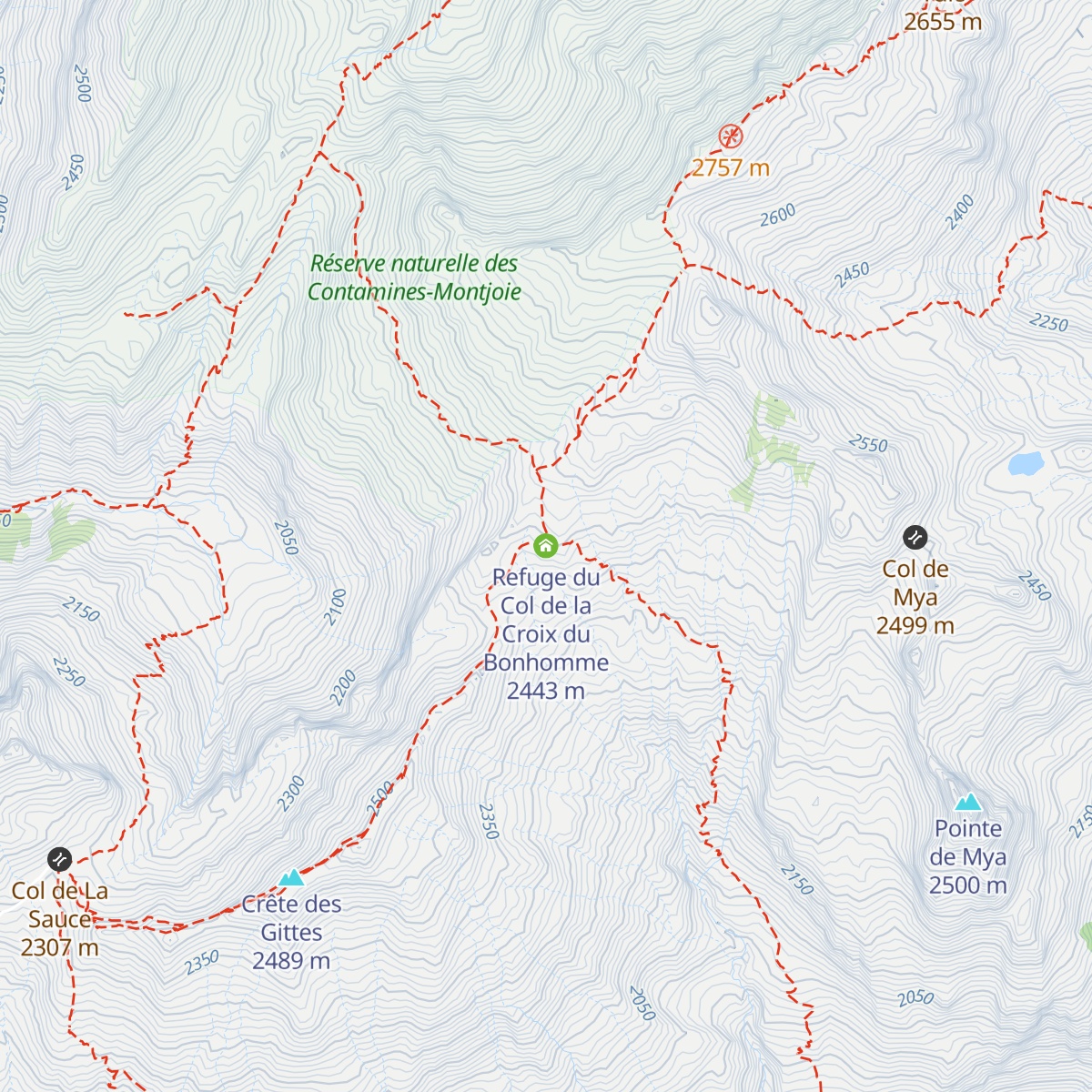 Refuge du Col de la Croix du Bonhomme map