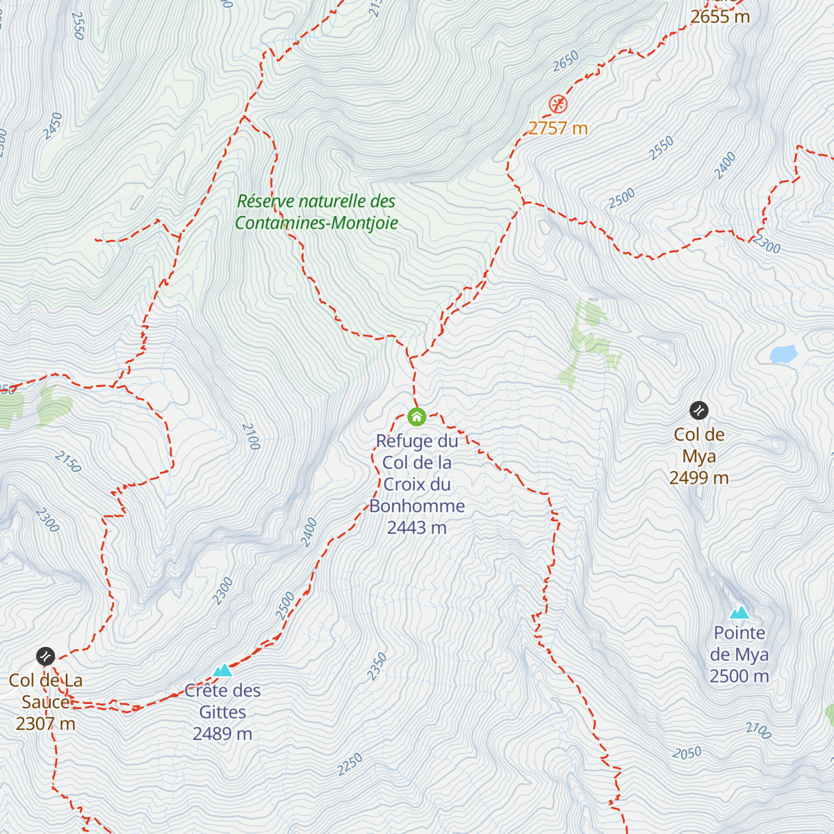 Refuge du Col de la Croix du Bonhomme map