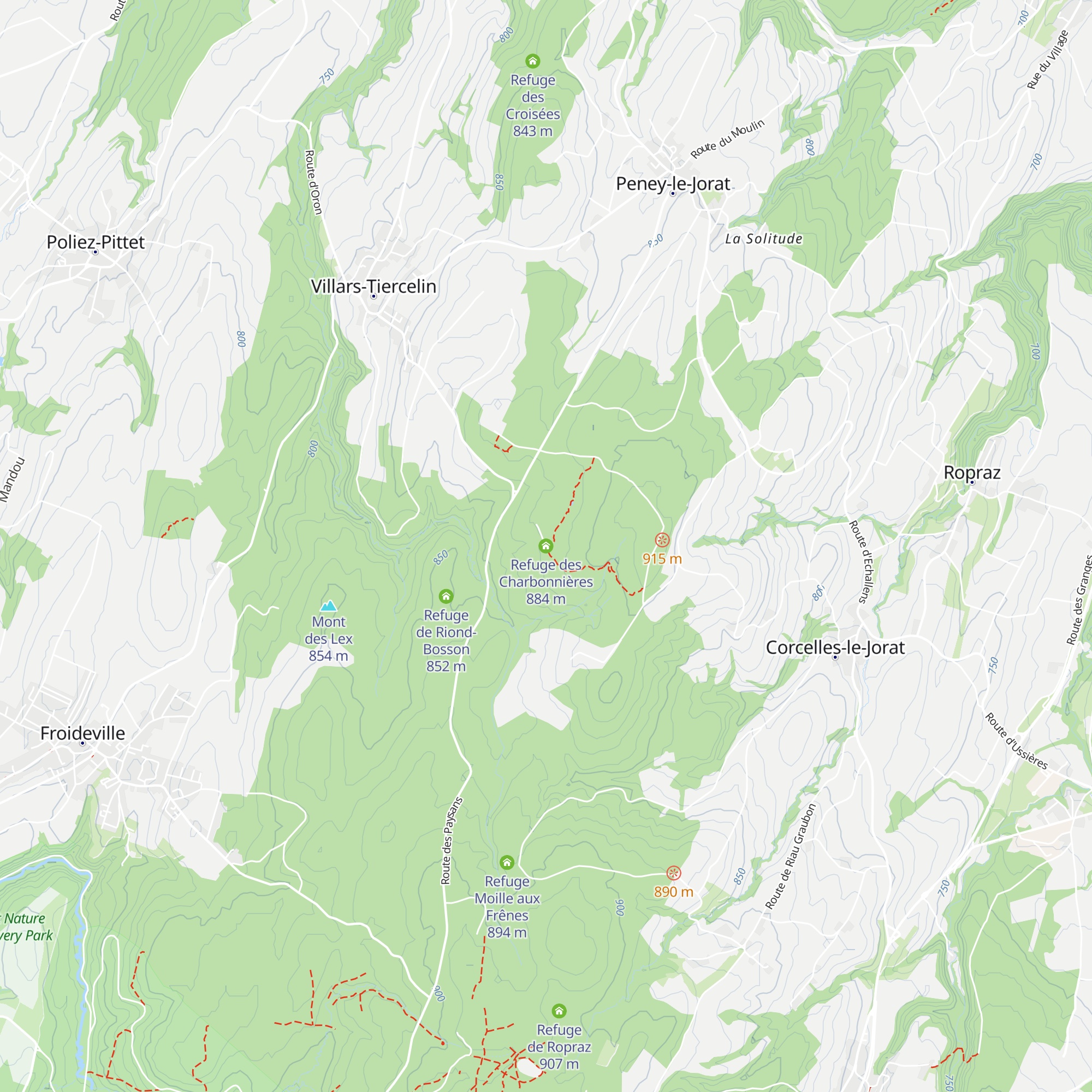 Refuge des Charbonnières map