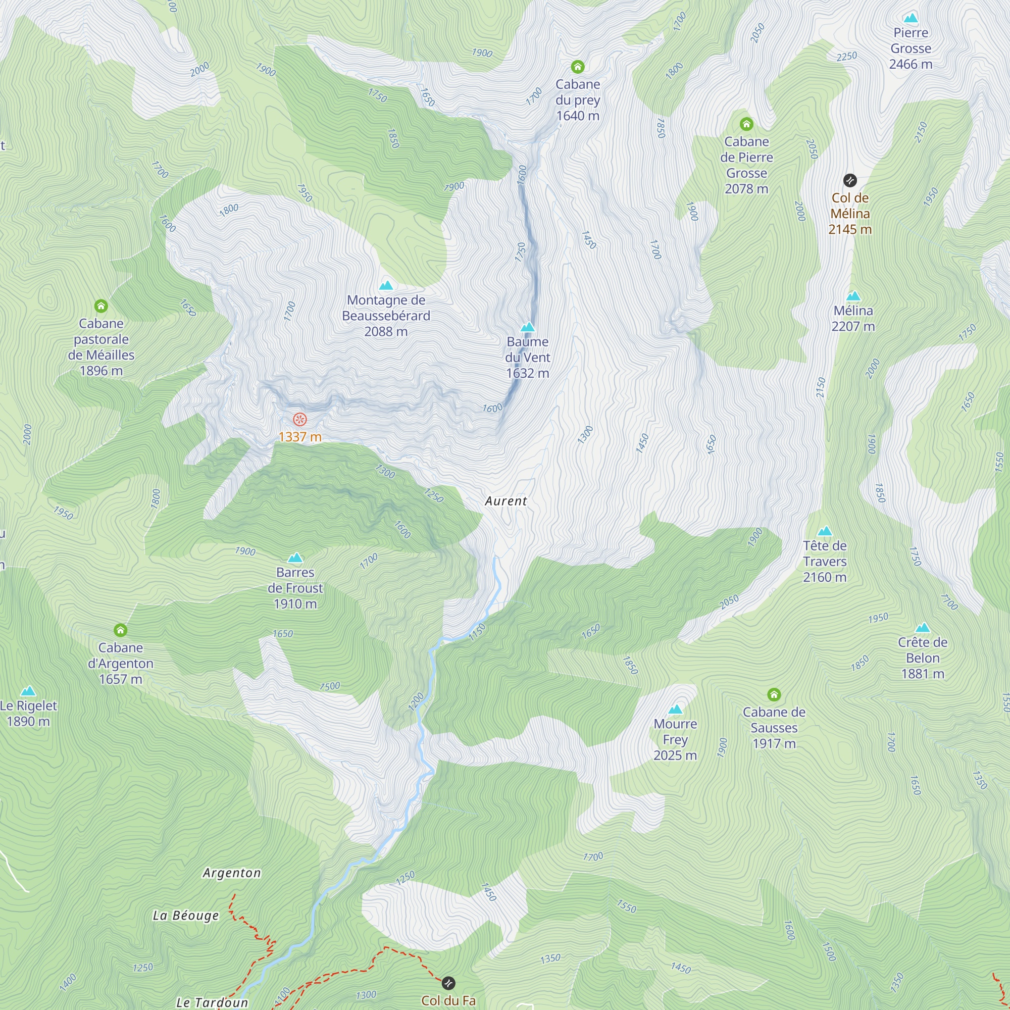 Refuge Stéphane Mayen map