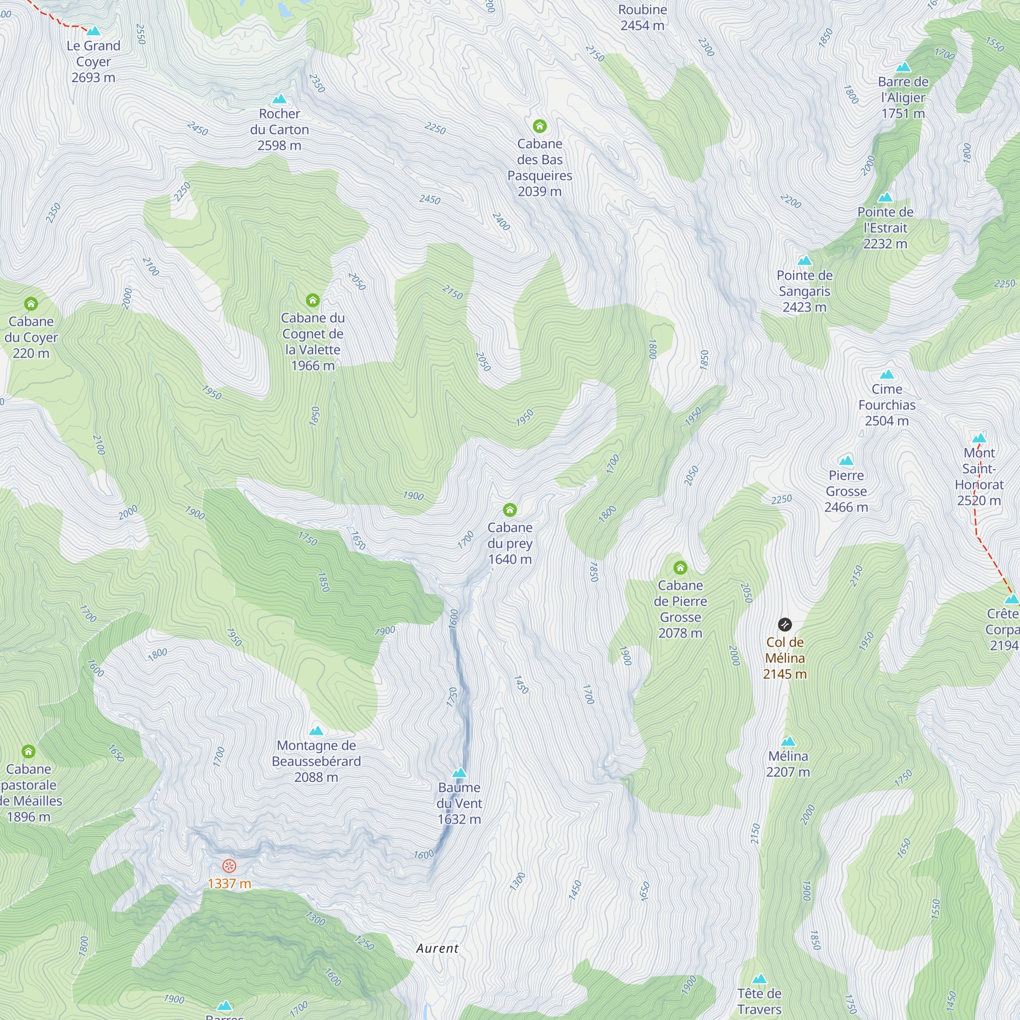Cabane du prey map
