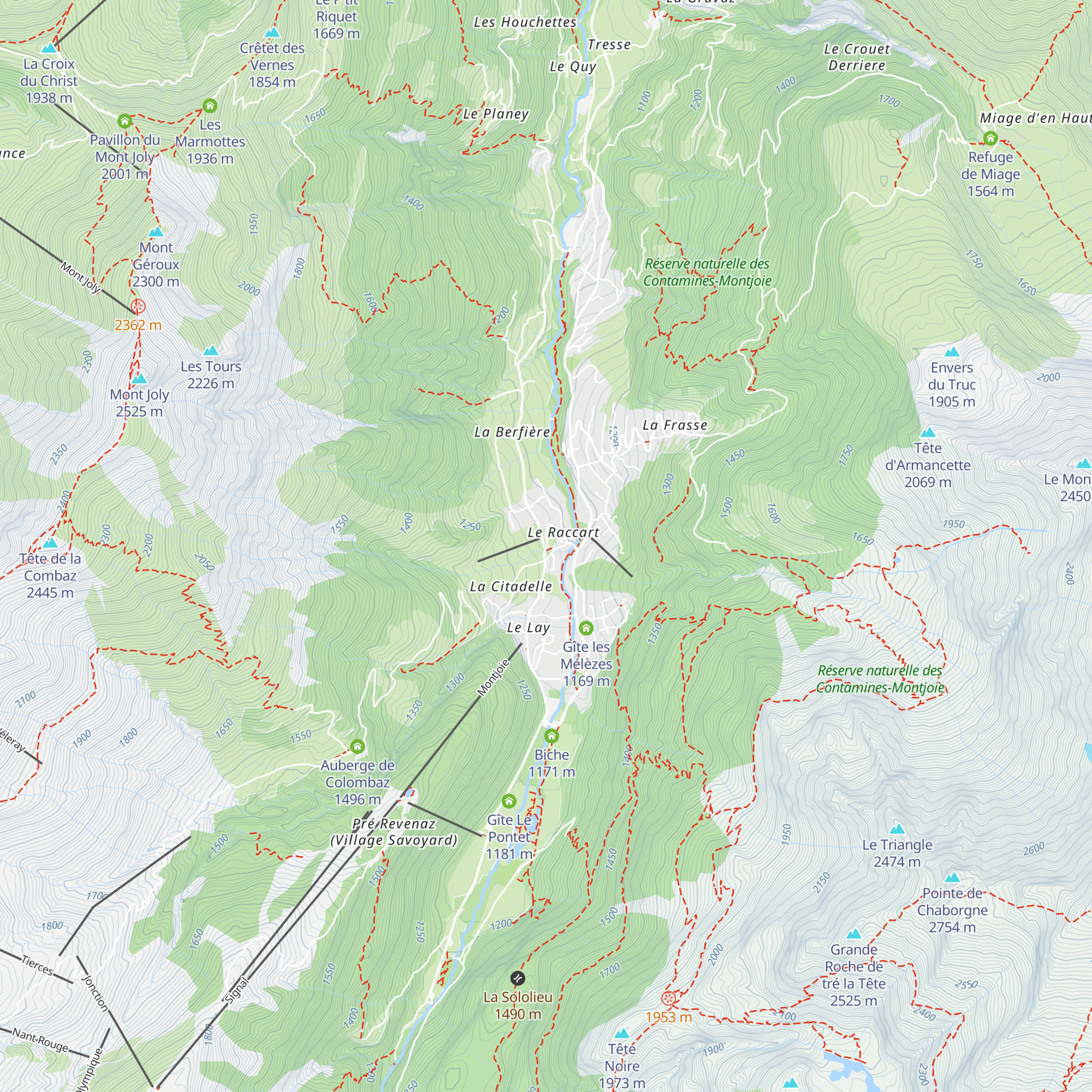 Chalet du CAF Contamines map