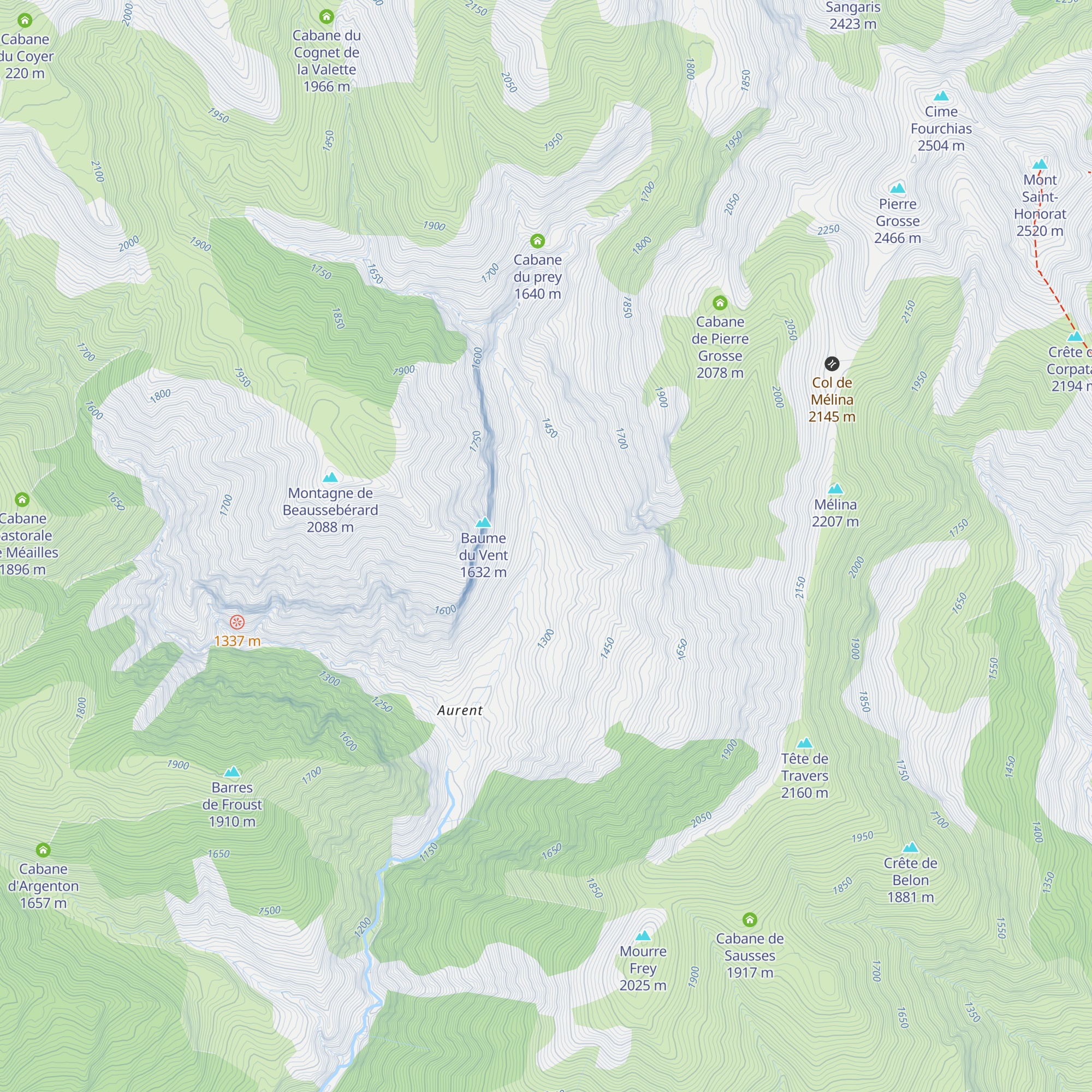 Cabane des Esclouans map