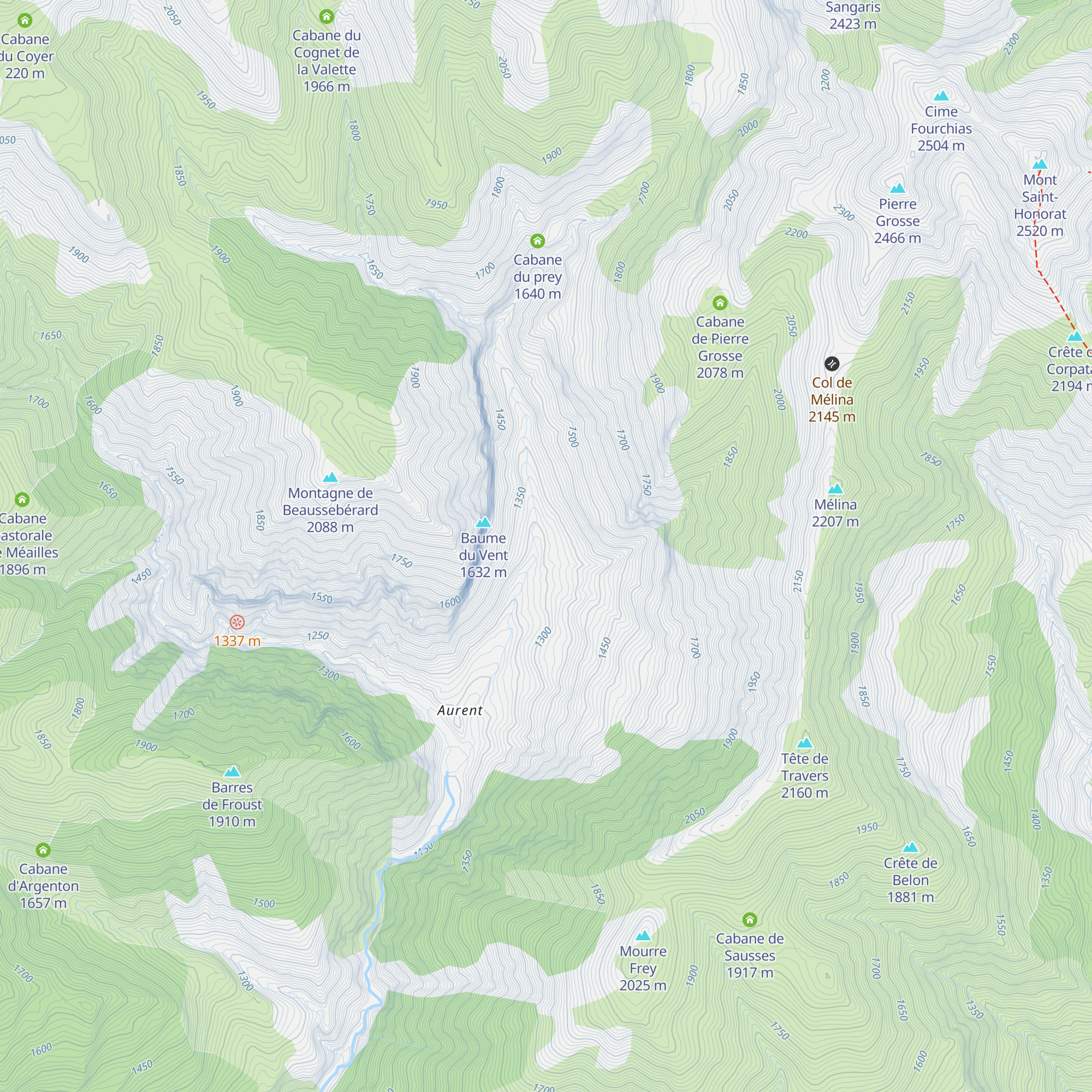 Cabane des Esclouans map