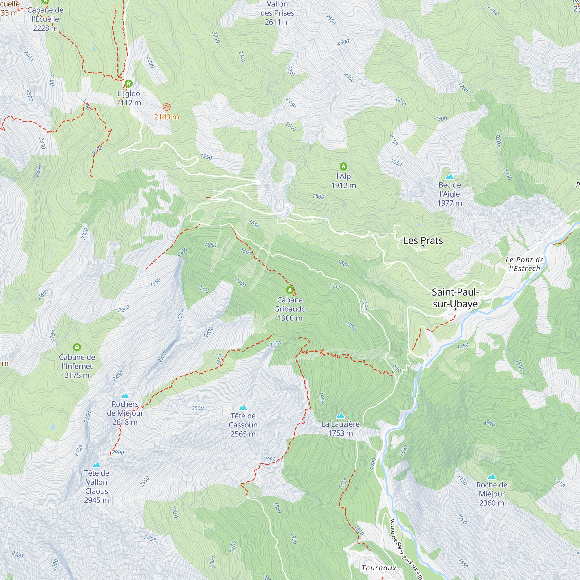 Cabane Gribaudo map