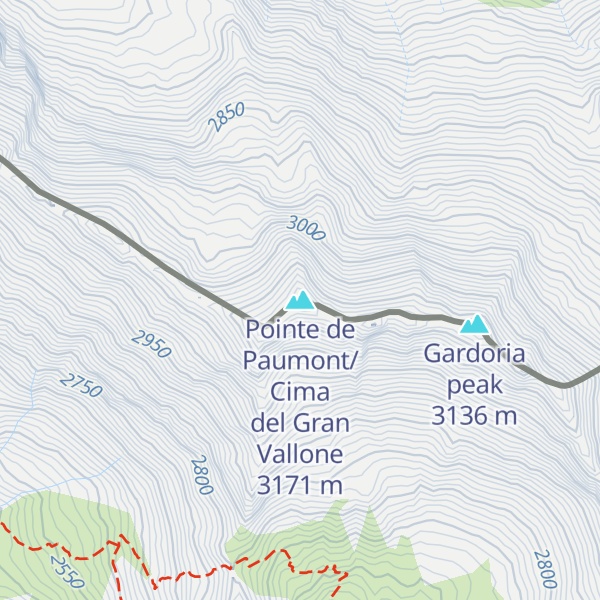 Map of Pointe de Paumont/Cima del Gran Vallone