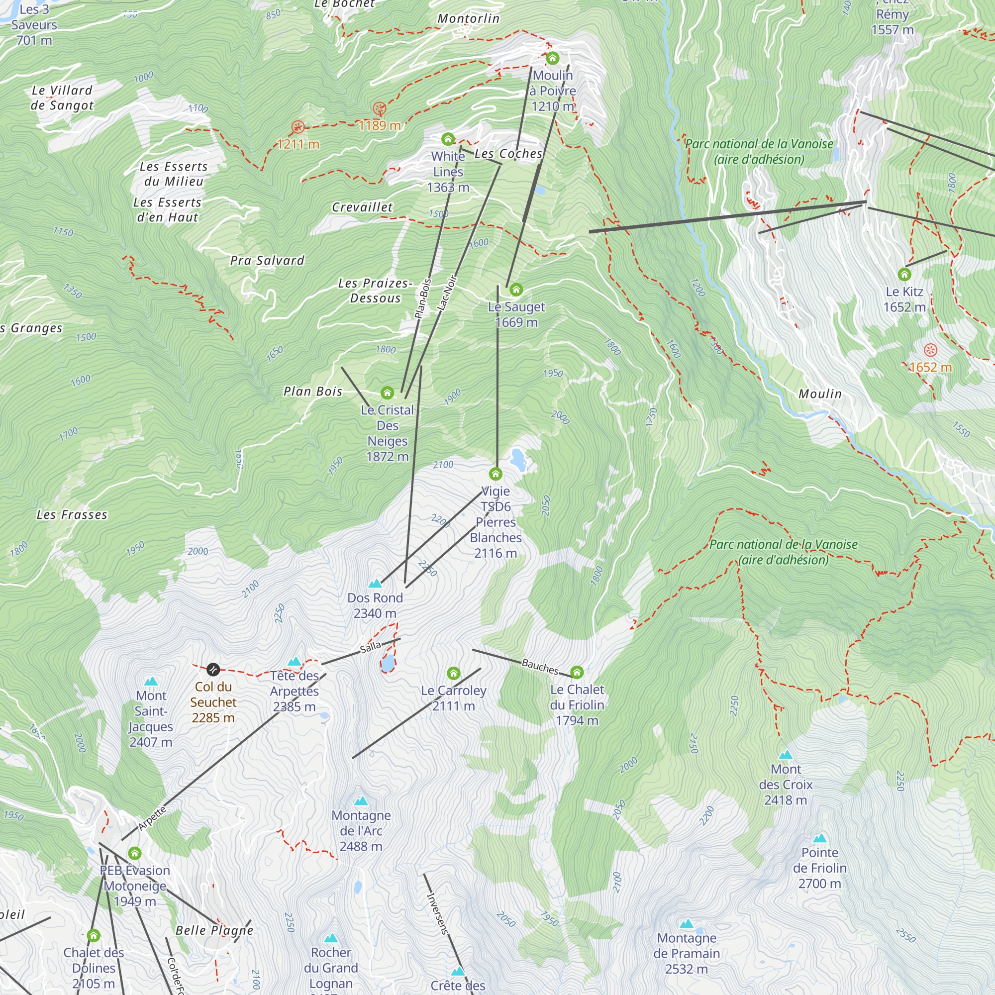 Vigie TKD1 Plan Leschaux map