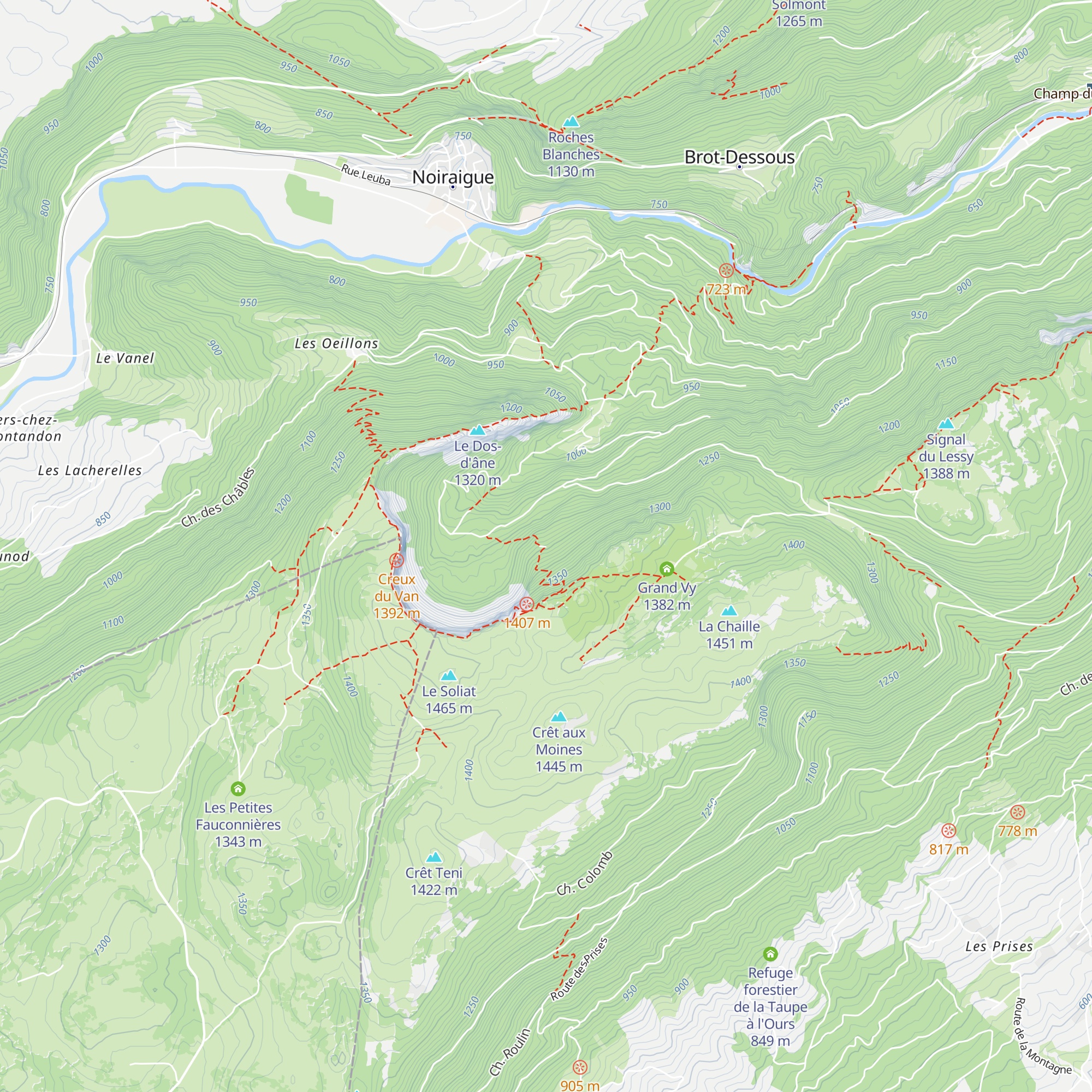 Cabane Est Creux du Van map