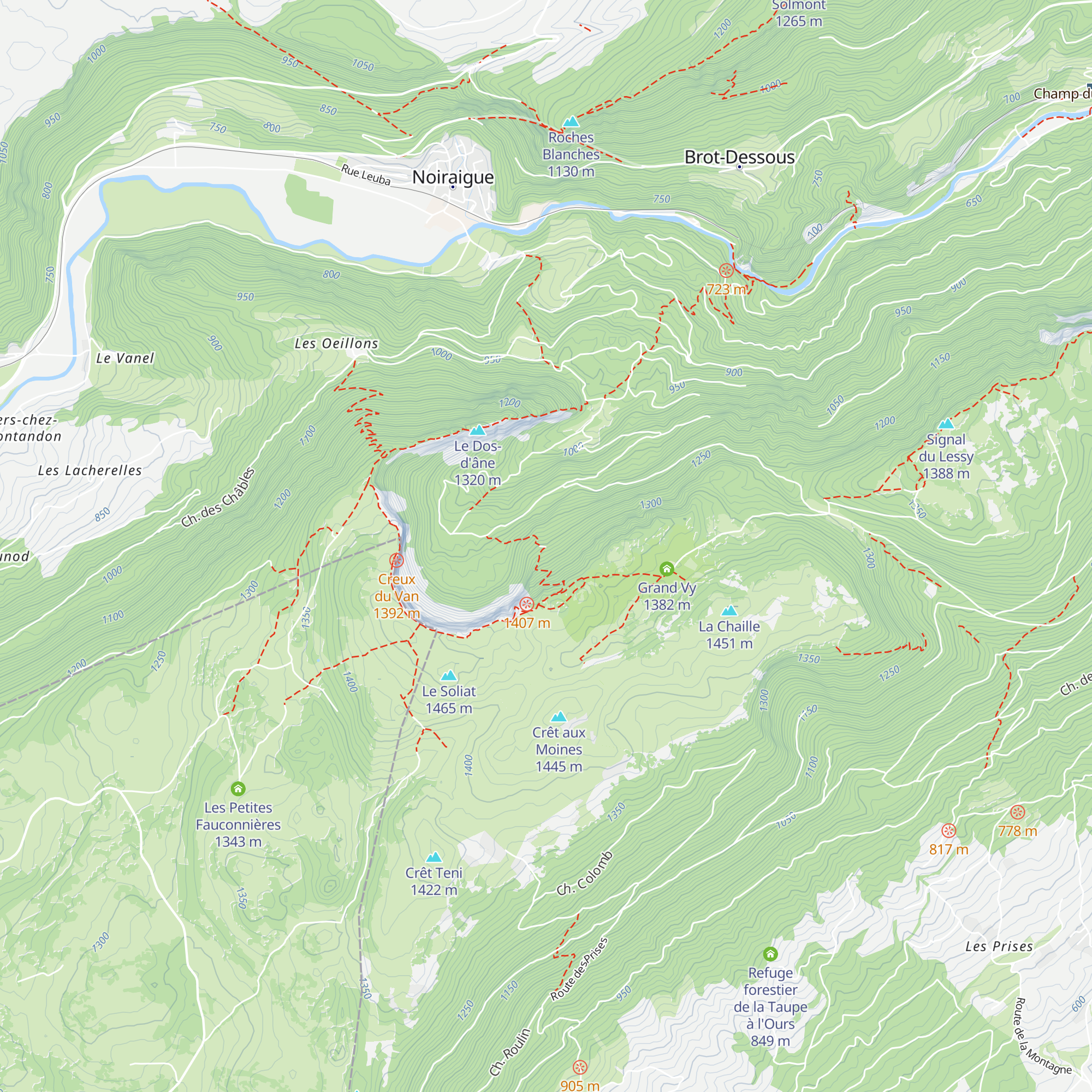 Cabane Est Creux du Van map