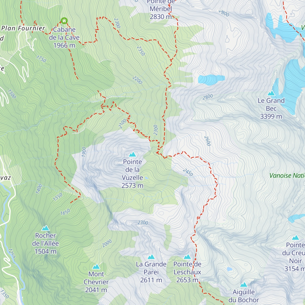 Refuge du Grand Bec map