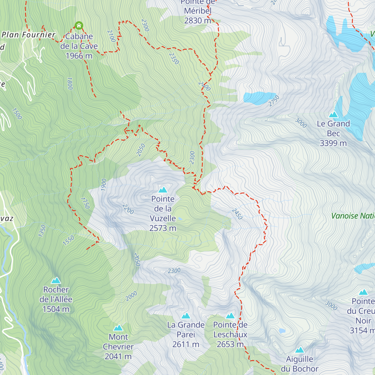Refuge du Grand Bec map