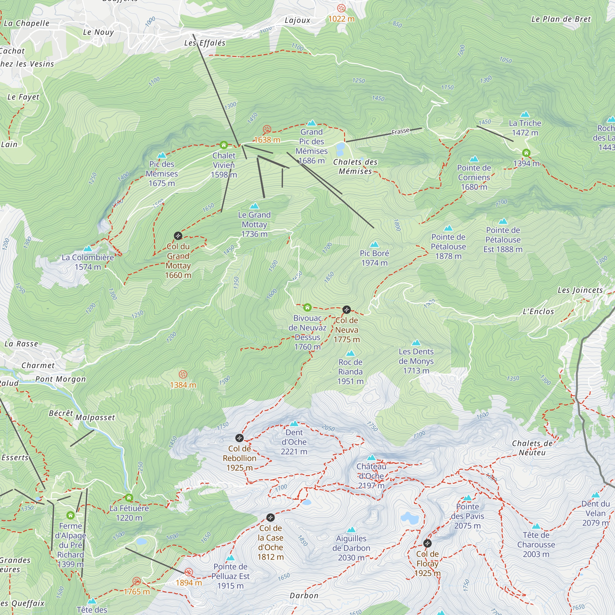 Bivouac de Neuvaz Dessus map