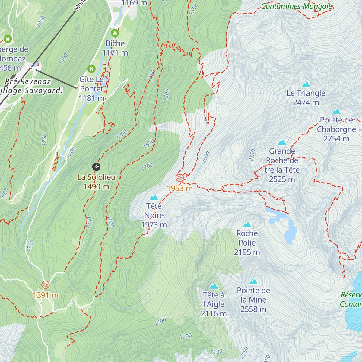 Refuge de Tré la Tête map
