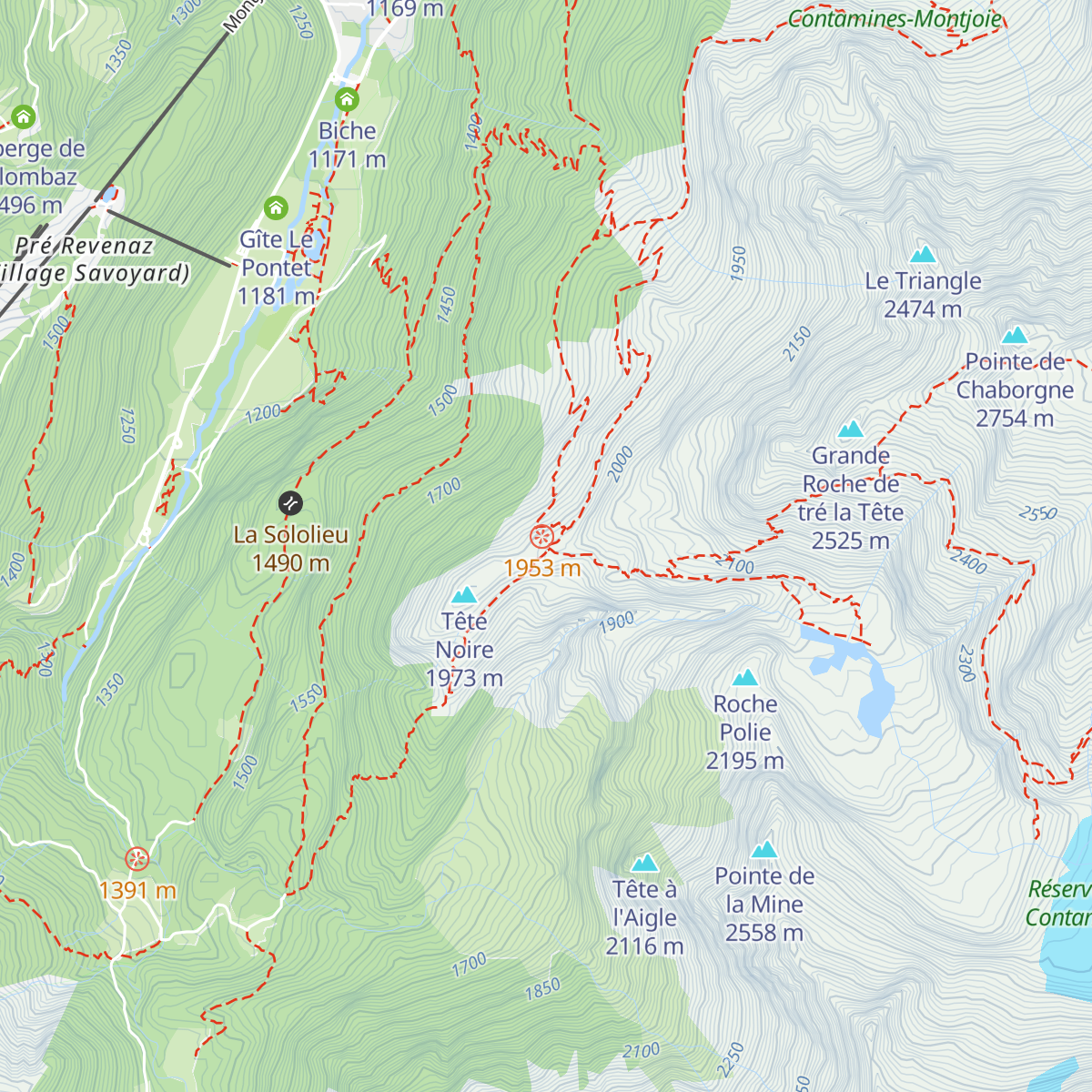 Refuge de Tré la Tête map