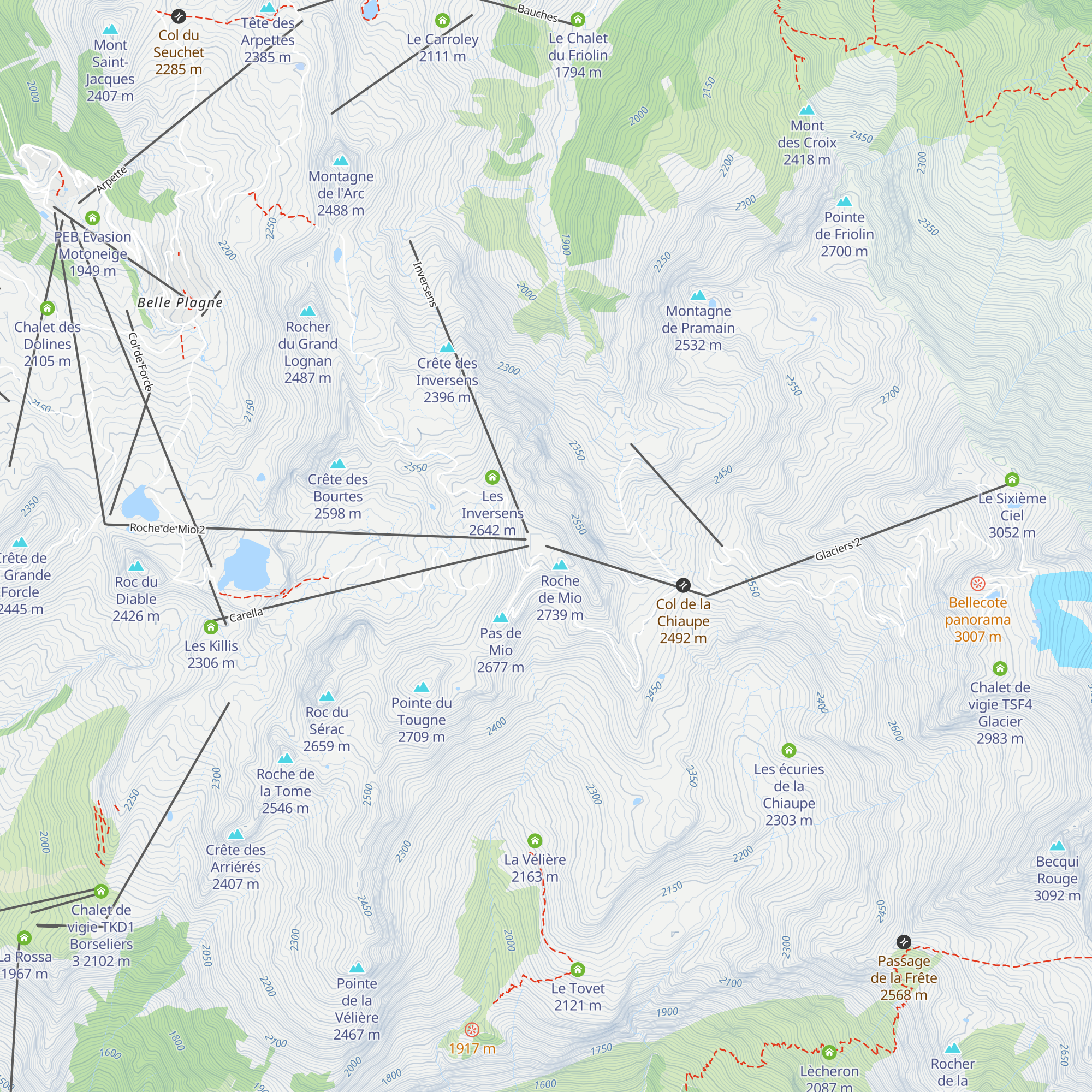 Gare Départ TC les Glaciers map